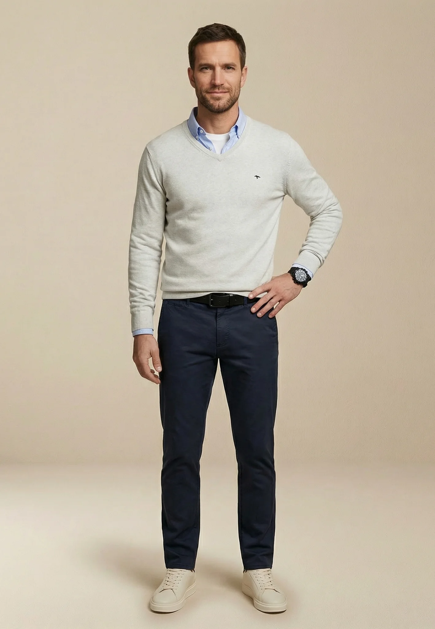 Feinstrickpullover aus reiner Baumwolle mit V-Ausschnitt - Image 72