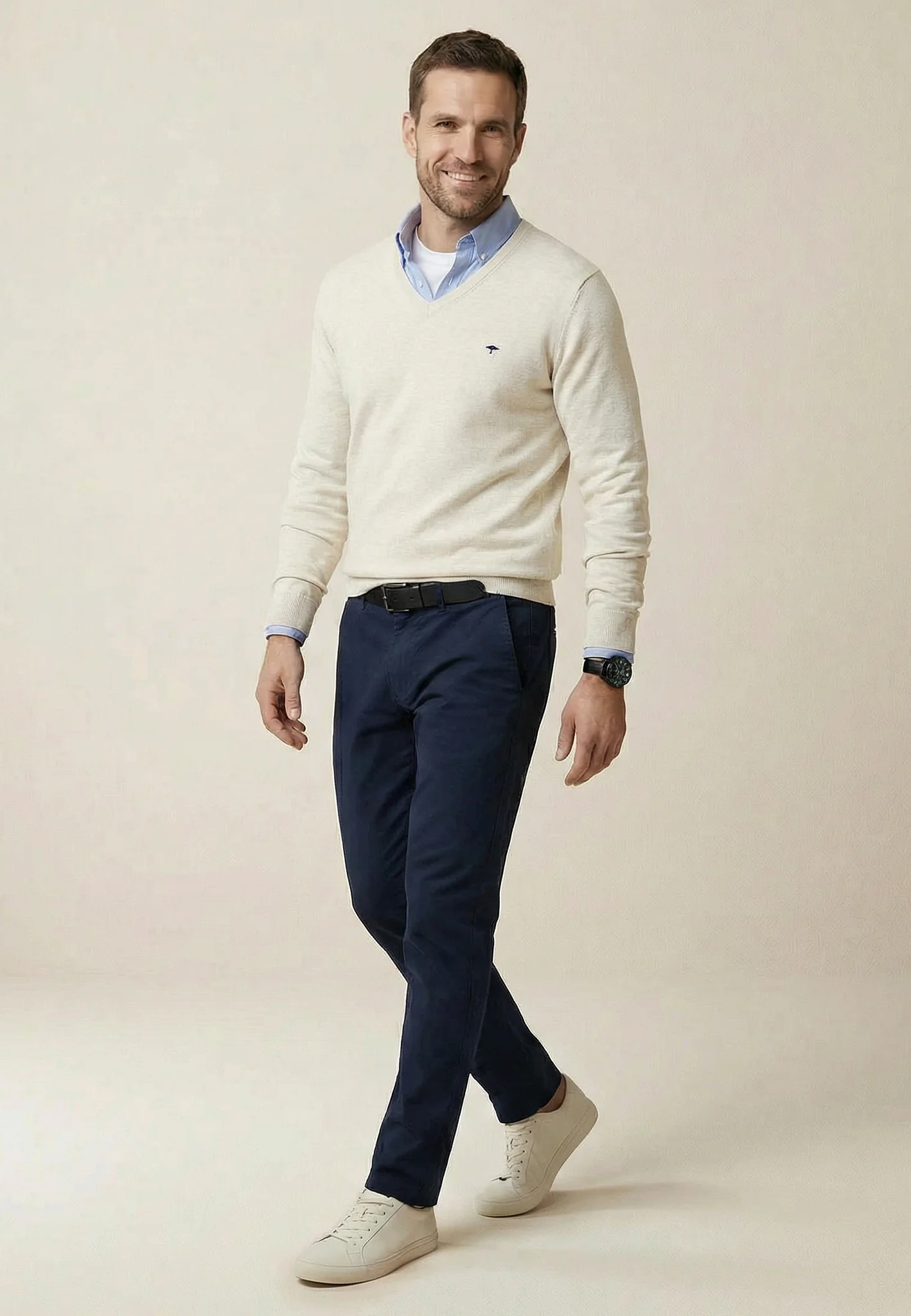 Feinstrickpullover aus reiner Baumwolle mit V-Ausschnitt - Image 73