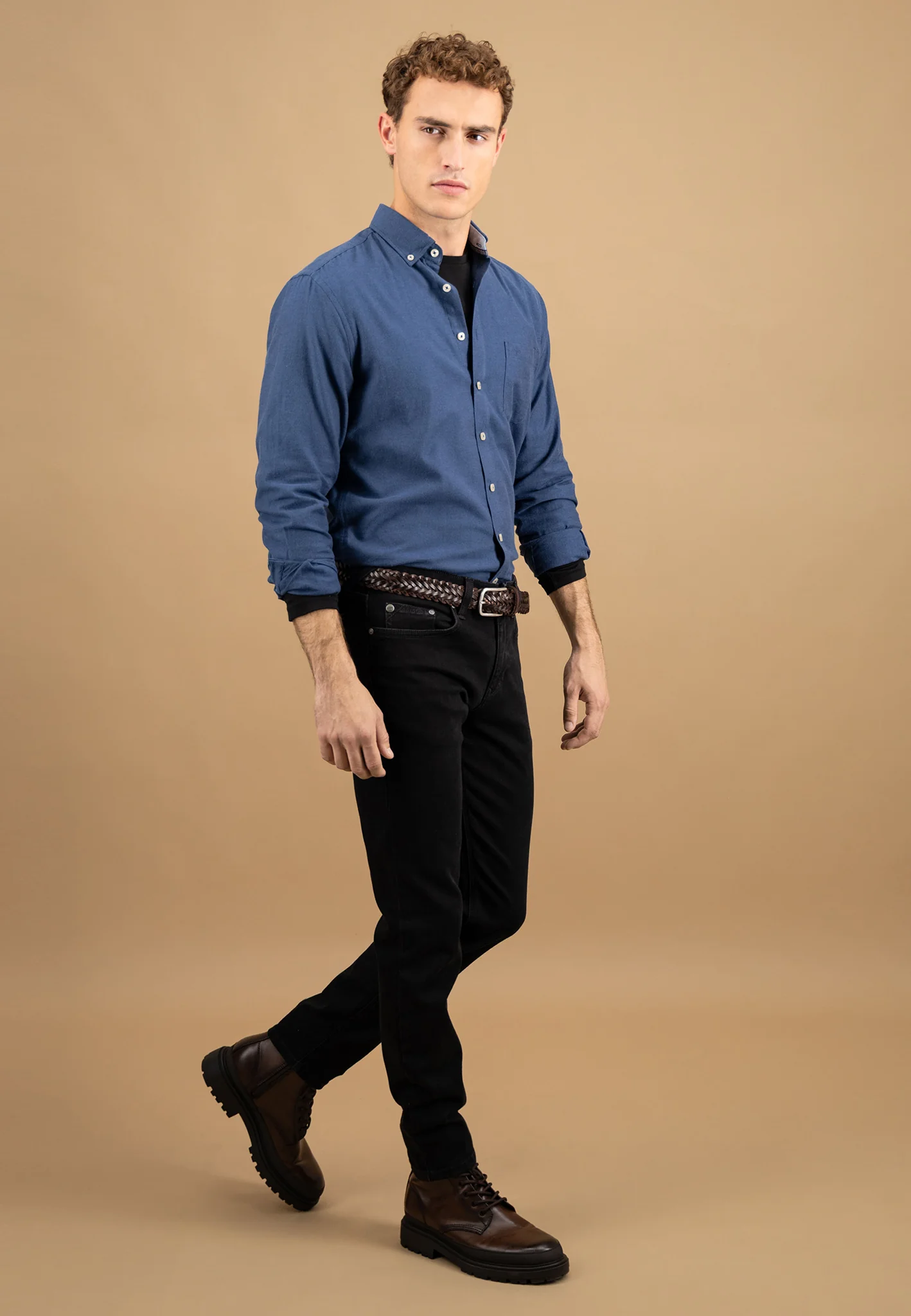 Flanellhemd aus Baumwolle mit Brusttasche und Button-Down-Kragen - Image 4