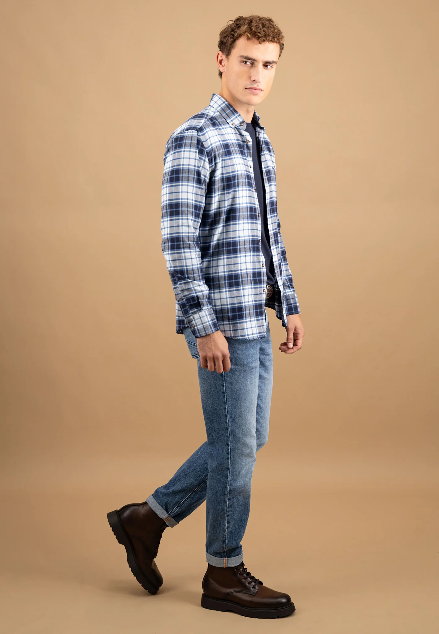 Flanellhemd aus Baumwolle mit Karomuster und Button-Down-Kragen - Image 4
