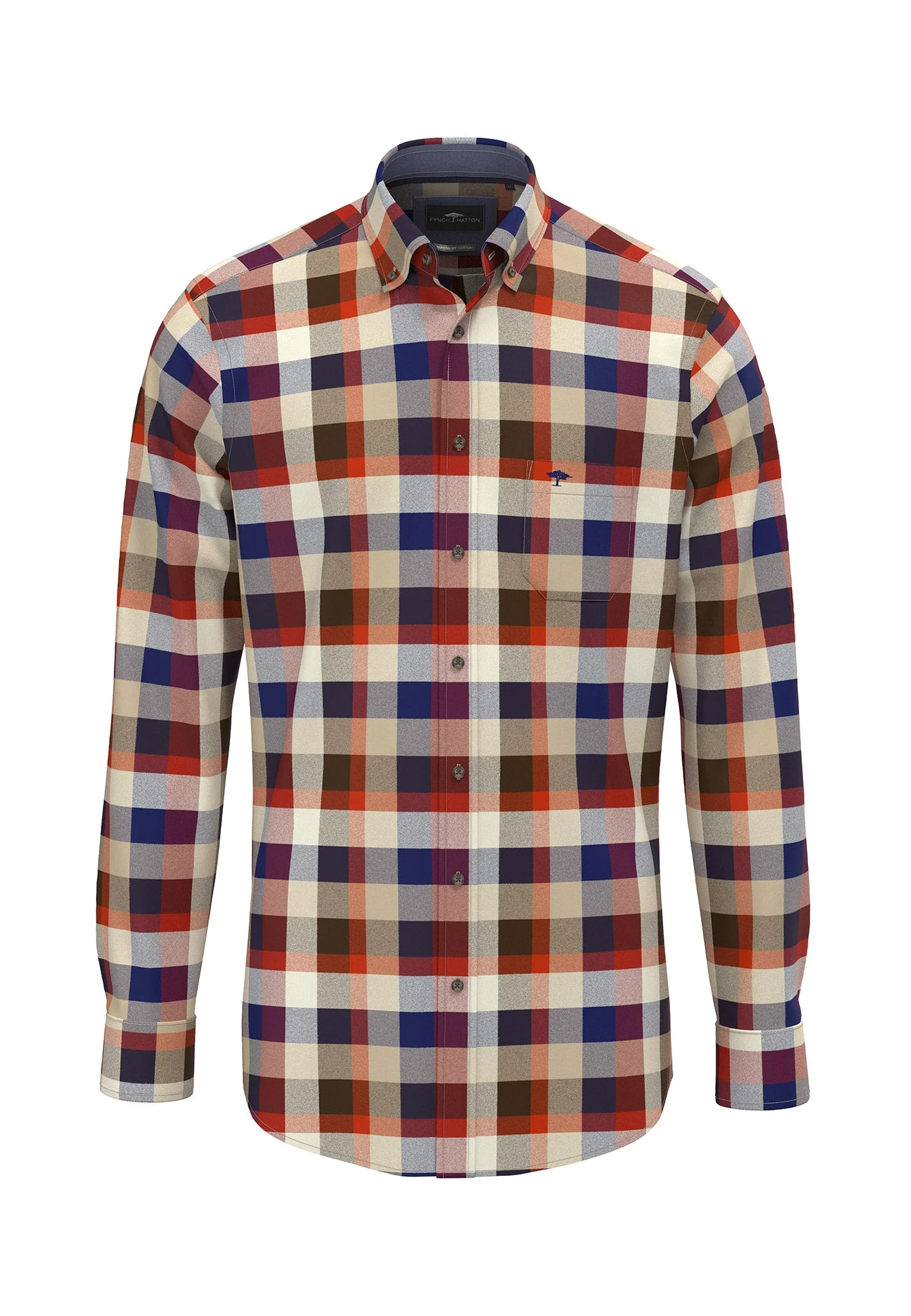 Flanellhemd aus Baumwolle mit Karomuster und Button-Down-Kragen
