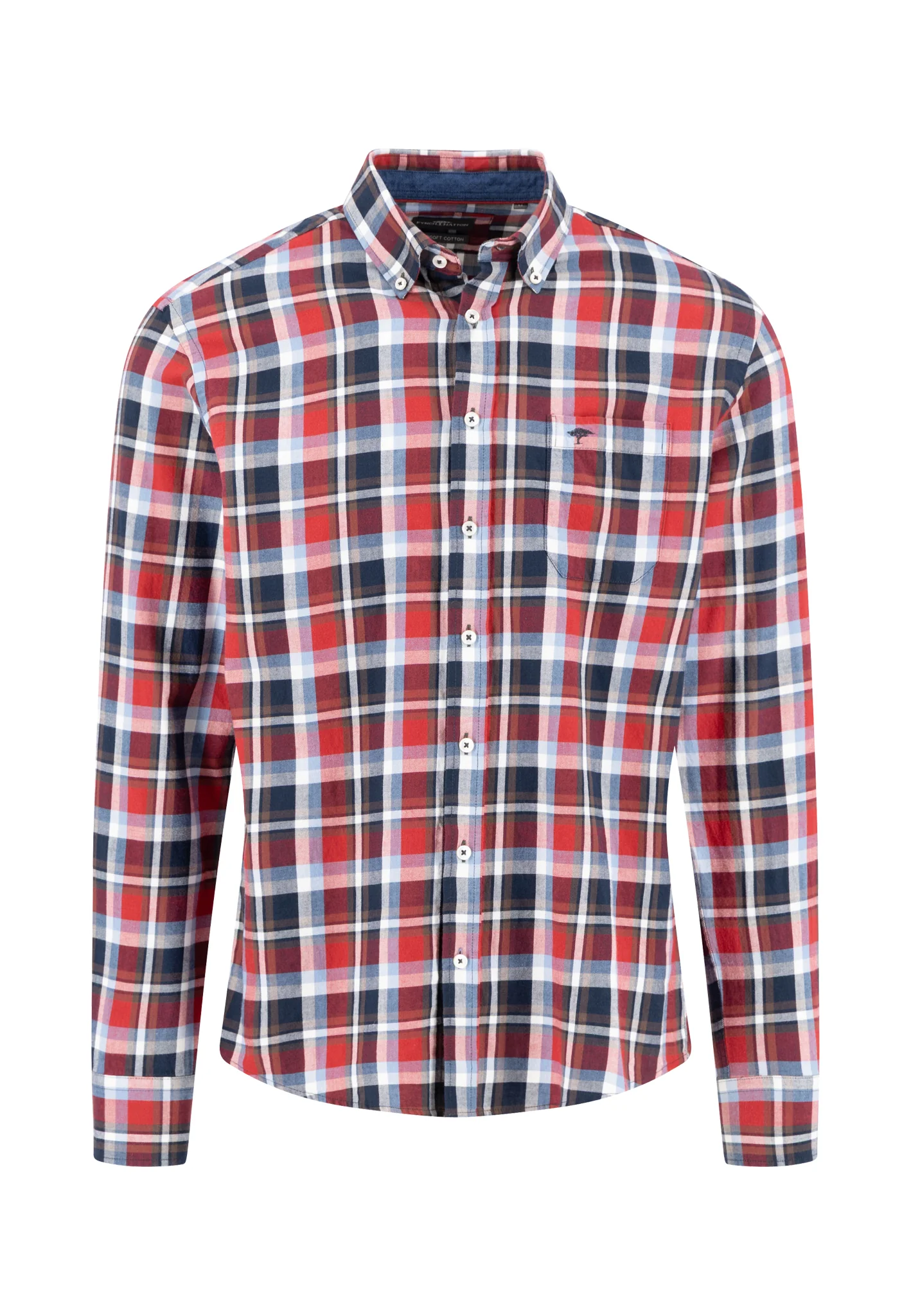 Flanellhemd aus Baumwolle mit Karomuster und Button-Down-Kragen