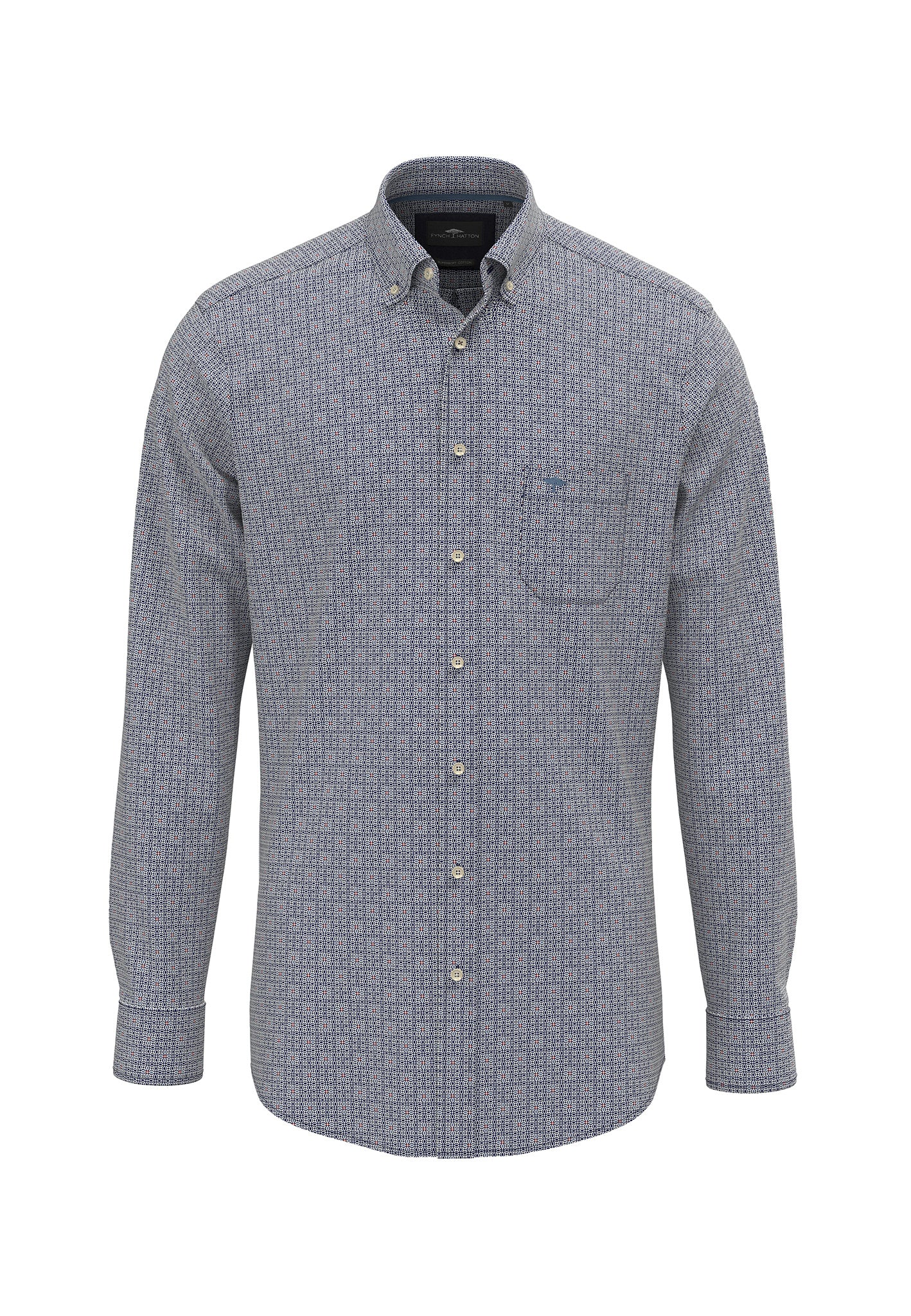 Hemd aus Baumwolle mit Allover-Print und Button-Down-Kragen