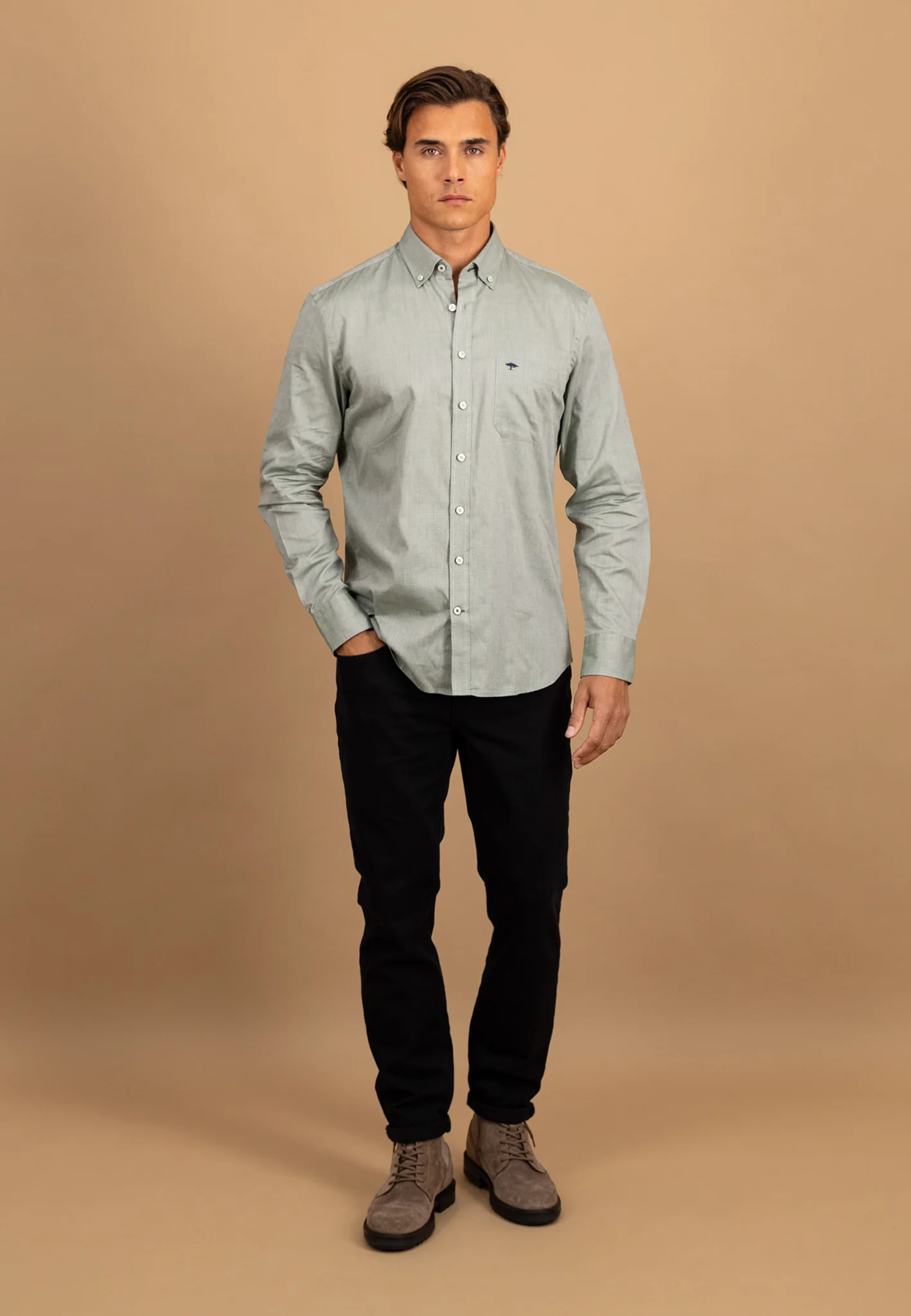 Oxfordhemd aus Baumwolle mit Brusttasche und Button-Down-Kragen - Image 8