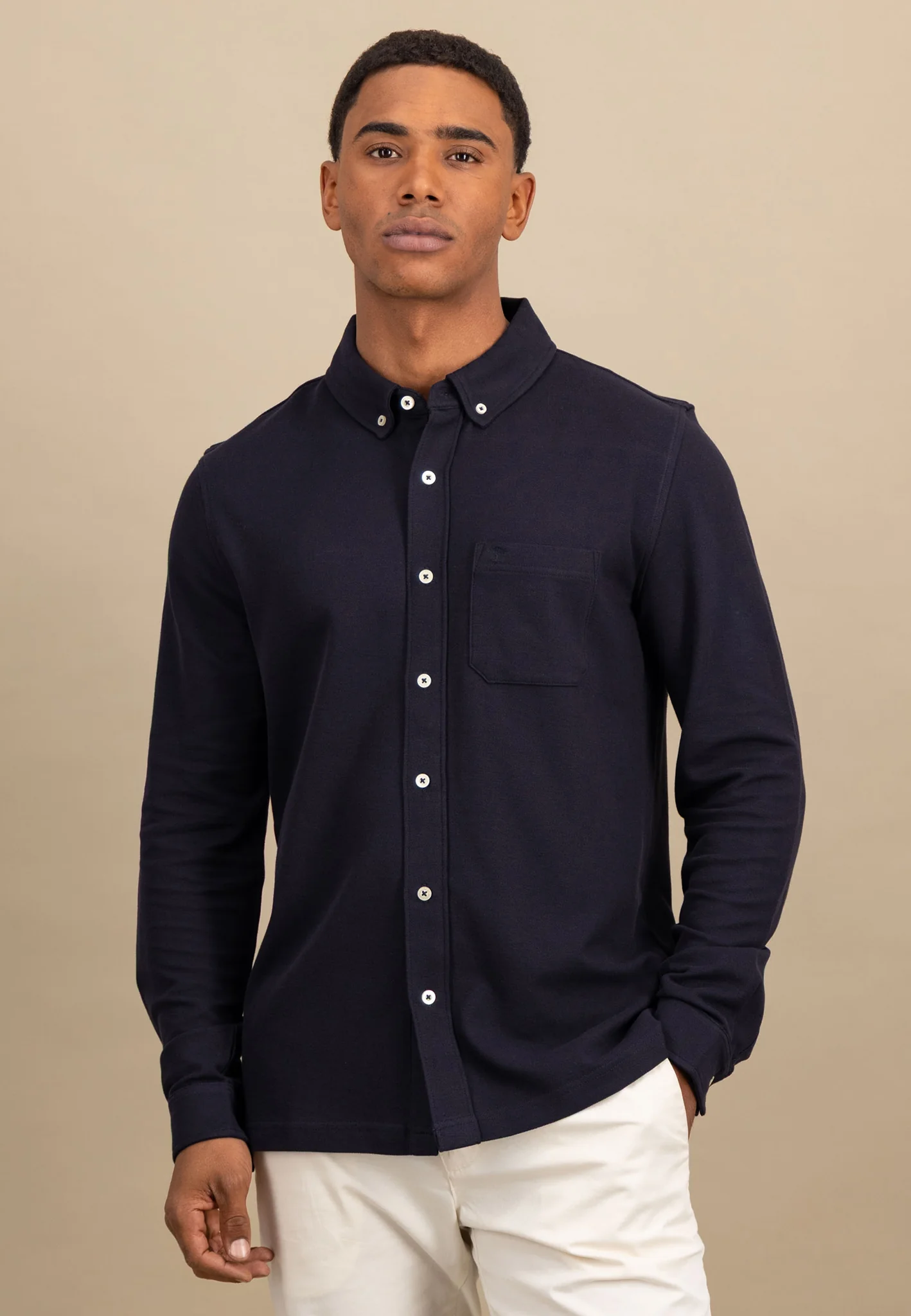 Piqué-Hemd mit Button-Down-Kragen