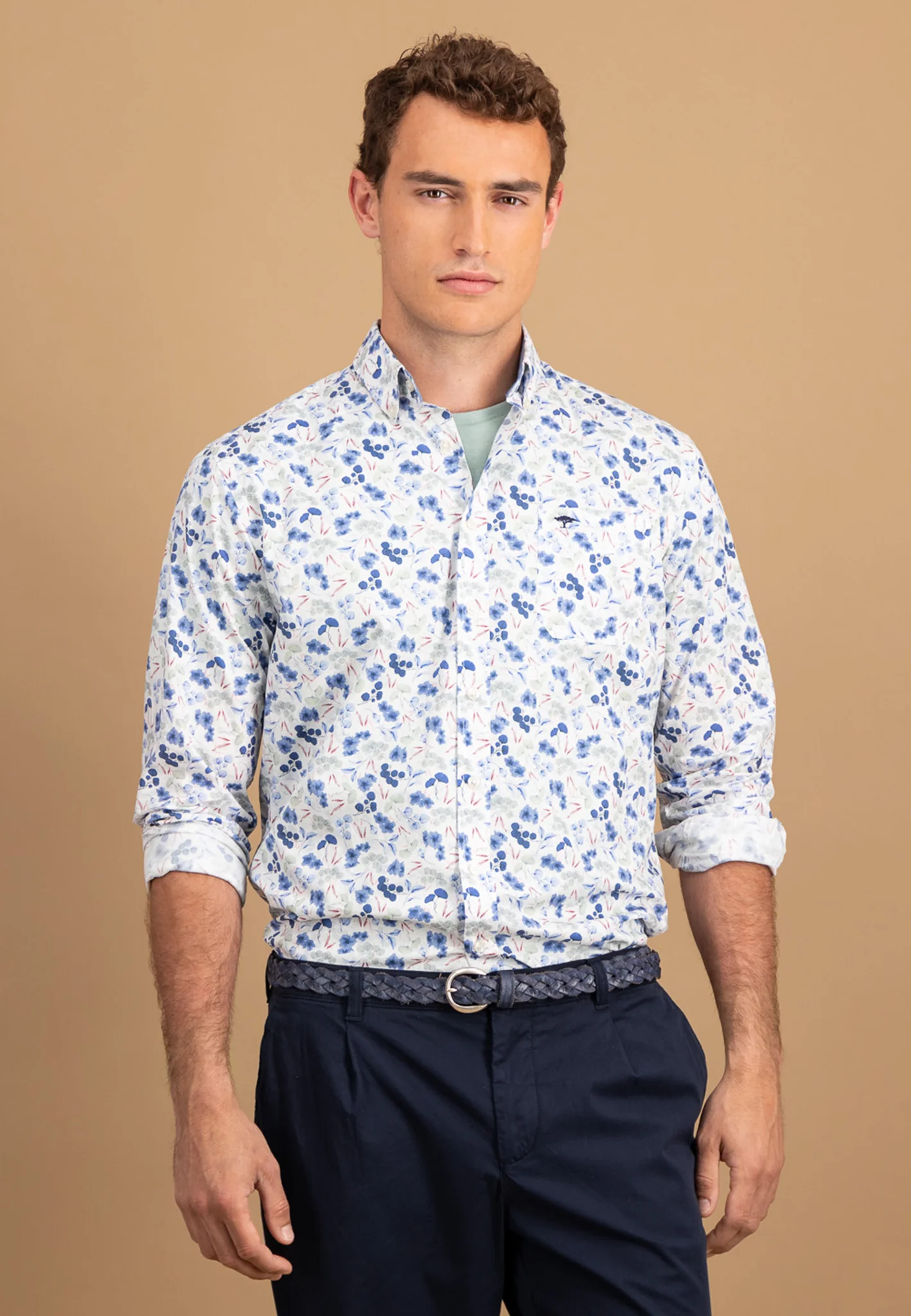 Hemd aus Baumwolle mit Button-Down-Kragen und floralem Print