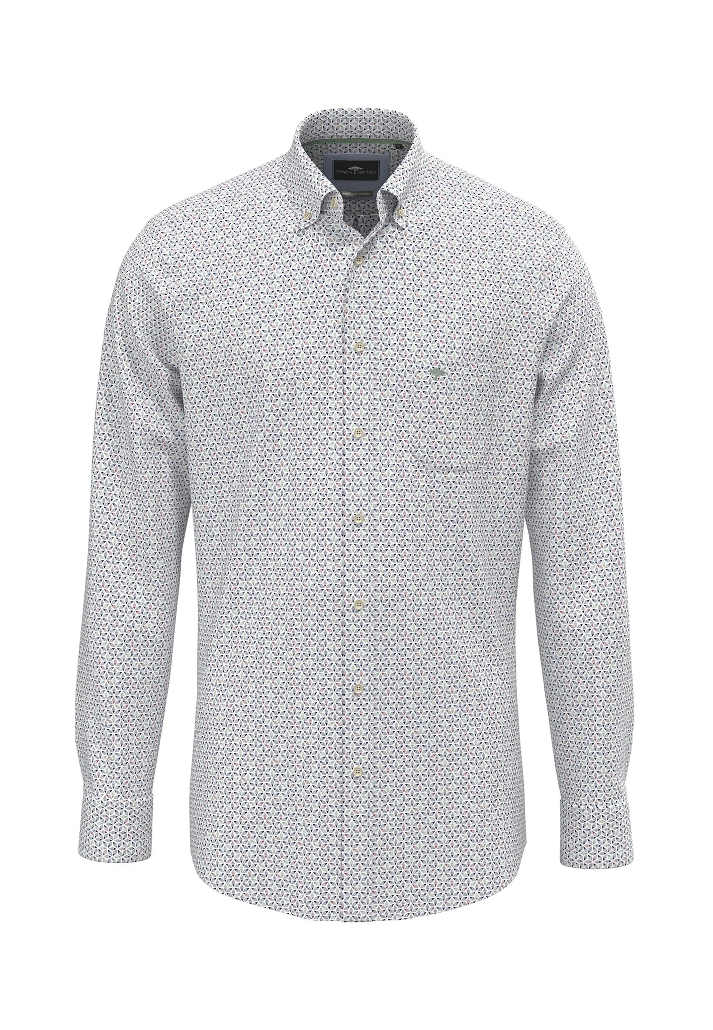 Hemd aus Baumwolle mit dezentem Allover-Print und Button-Down-Kragen