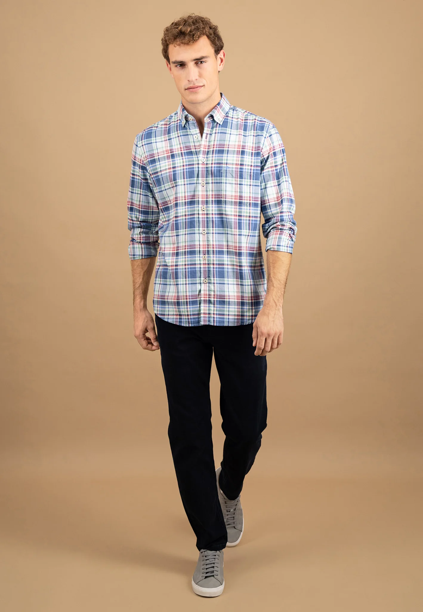 Oxfordhemd aus Baumwolle mit farbigem Karomuster und Button-Down-Kragen - Image 4