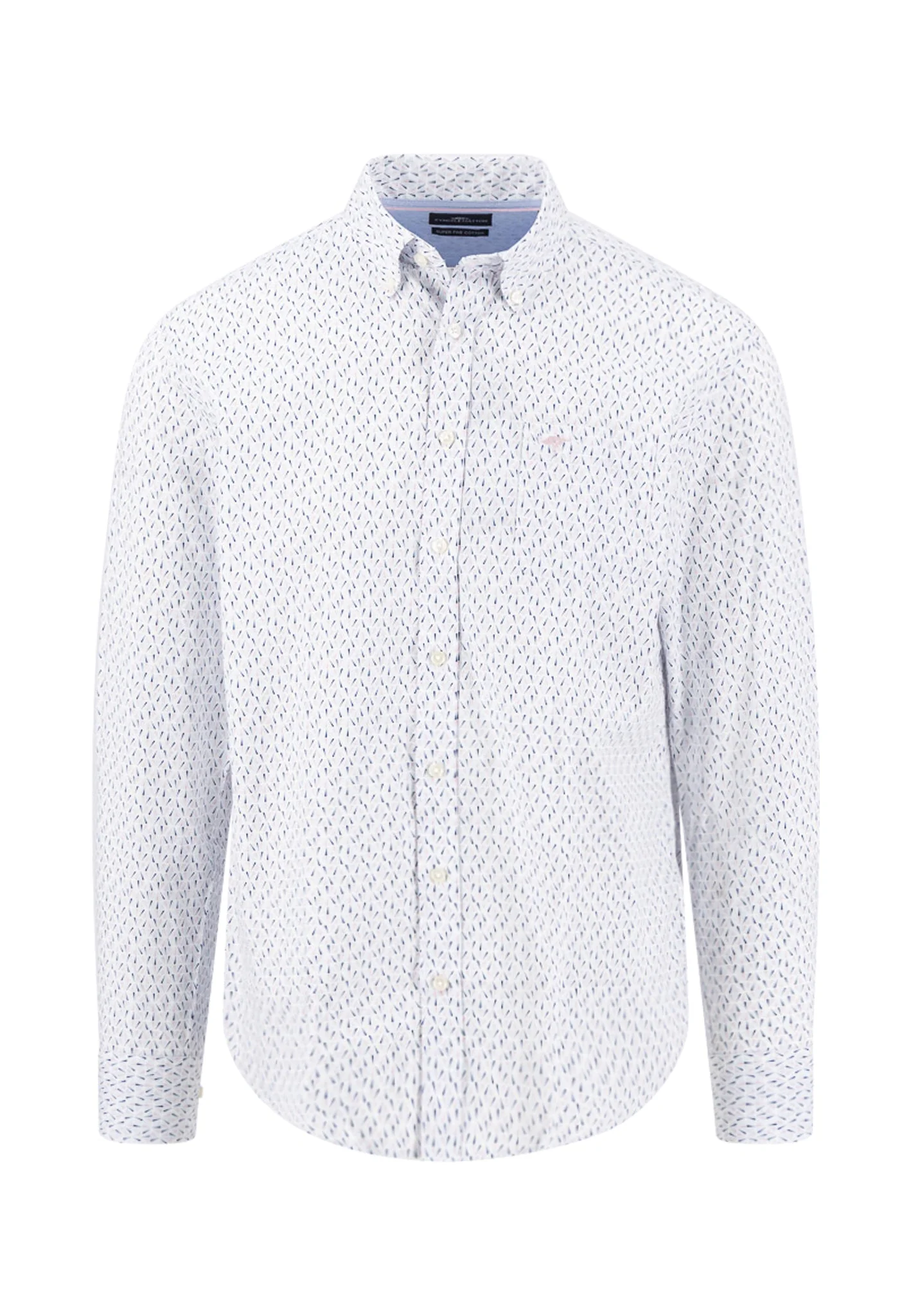 Hemd aus Baumwolle mit feinem Allover-Print und Button-Down-Kragen