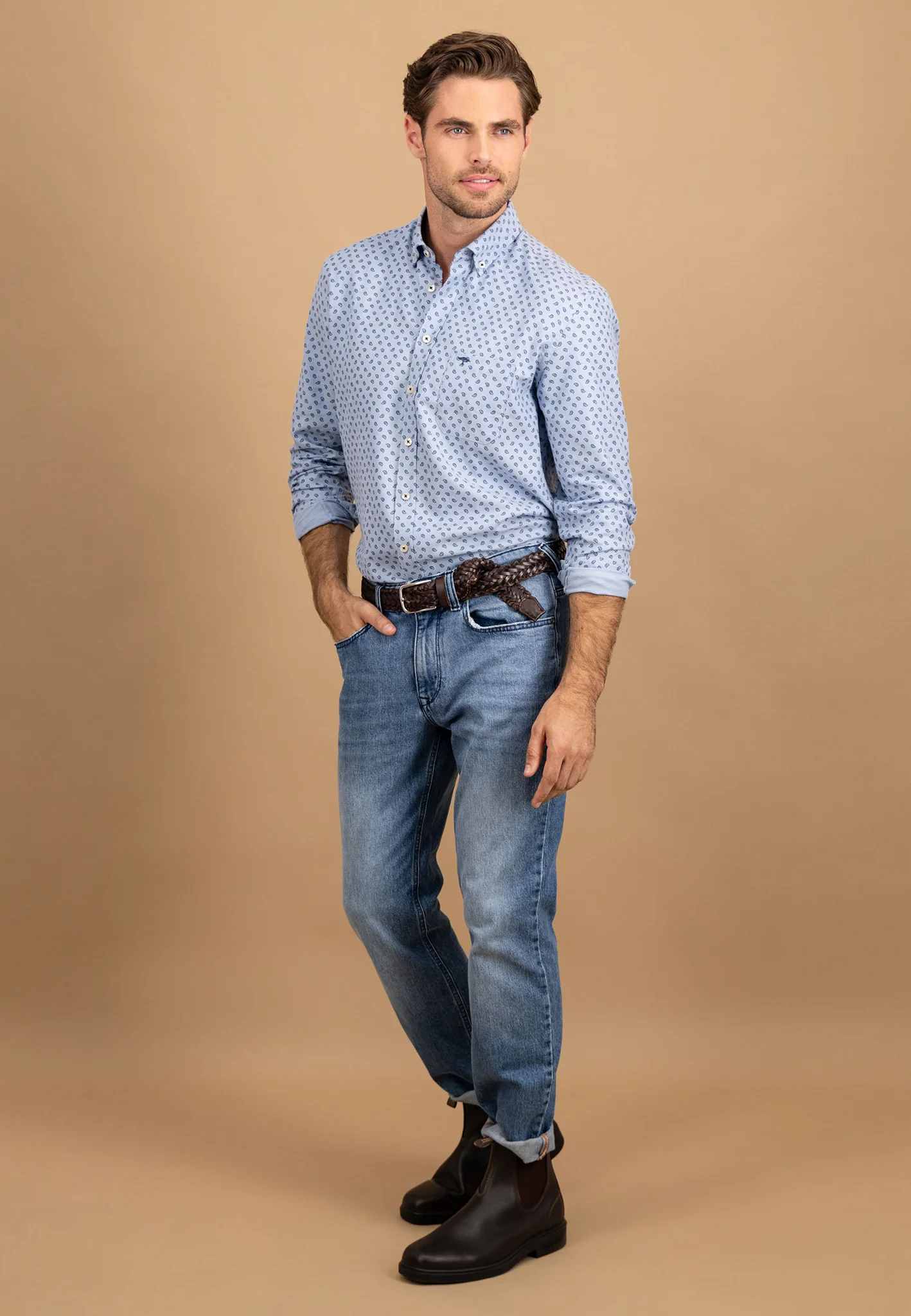 Hemd aus Baumwolle mit feinem Print und Button-Down-Kragen - Image 2