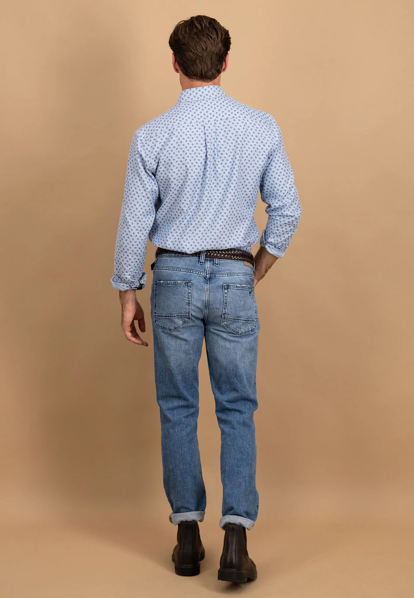 Hemd aus Baumwolle mit feinem Print und Button-Down-Kragen - Image 3