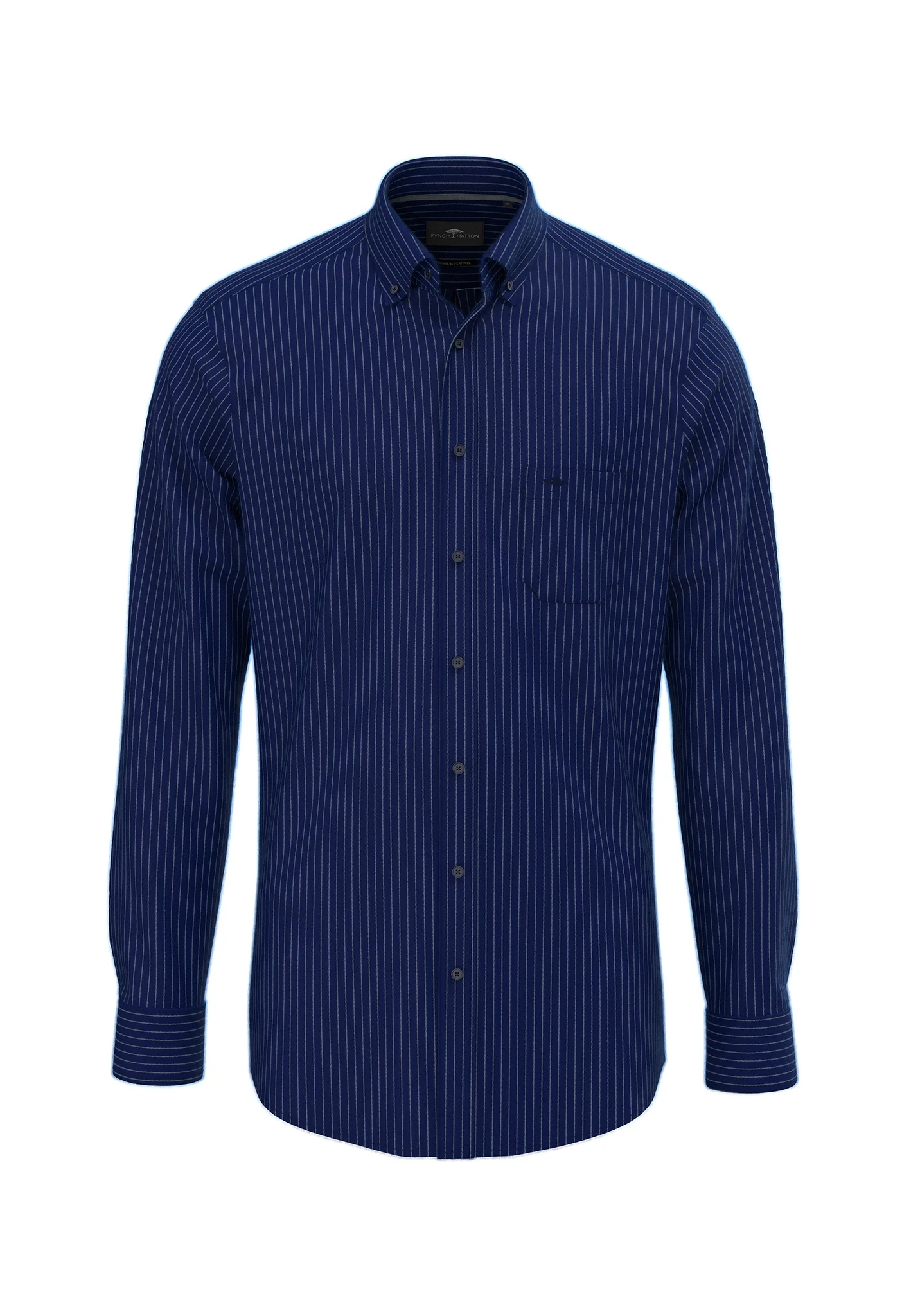 Hemd aus Baumwolle mit feinen Streifen und Button-Down-Kragen