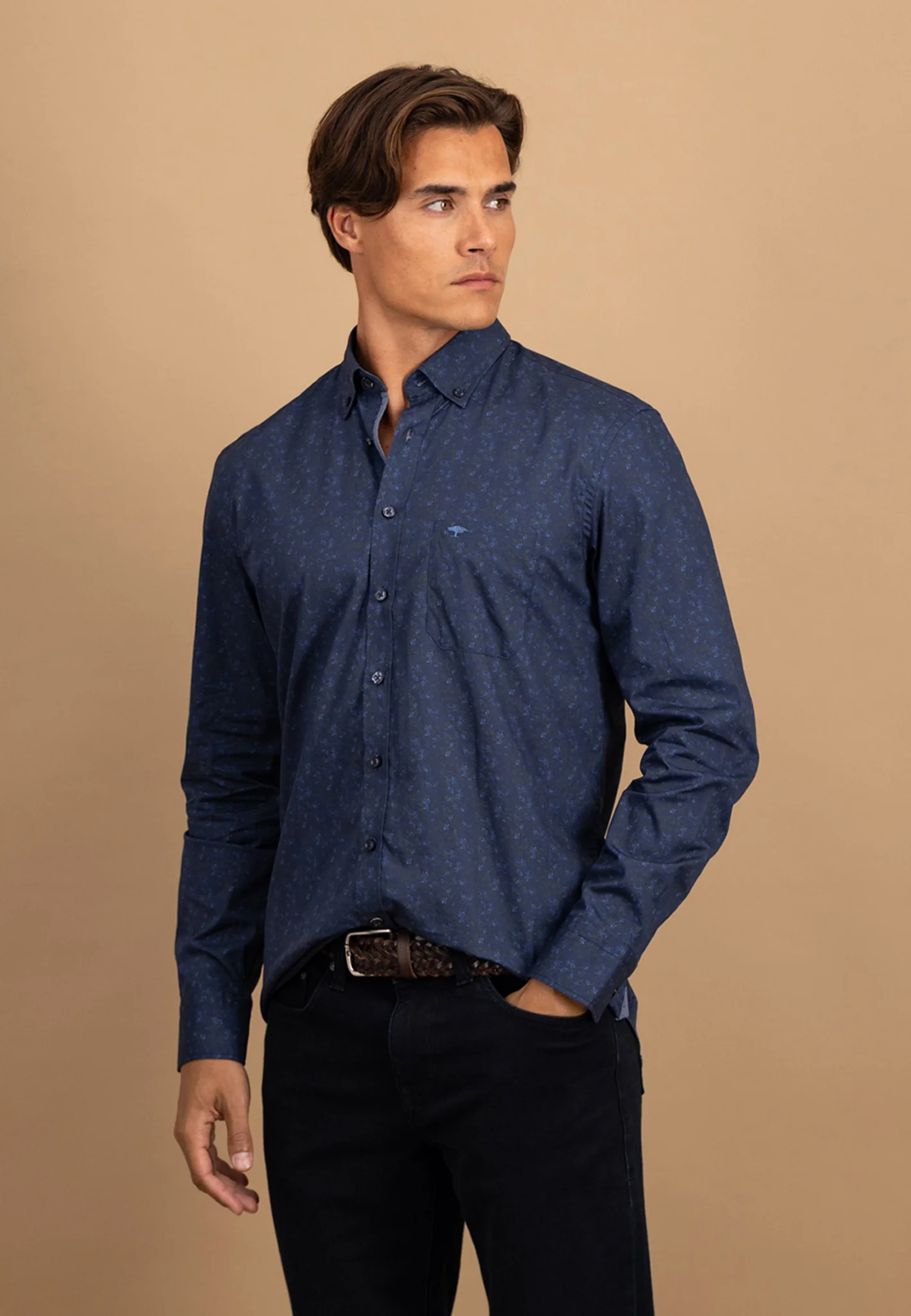 Hemd aus Baumwolle mit floralem Allover-Print und Button-Down-Kragen