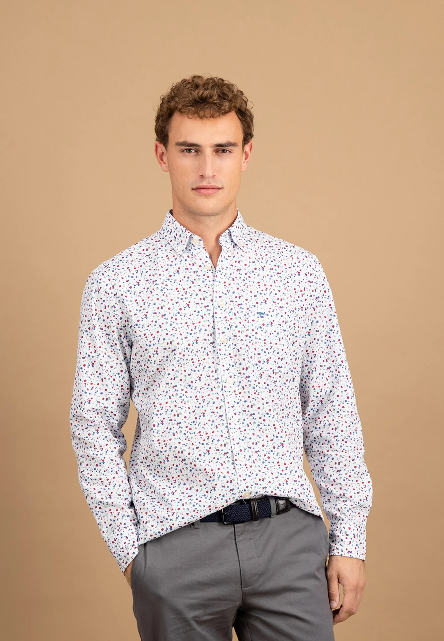Hemd aus Baumwolle mit floralem Allover-Print und Button-Down-Kragen