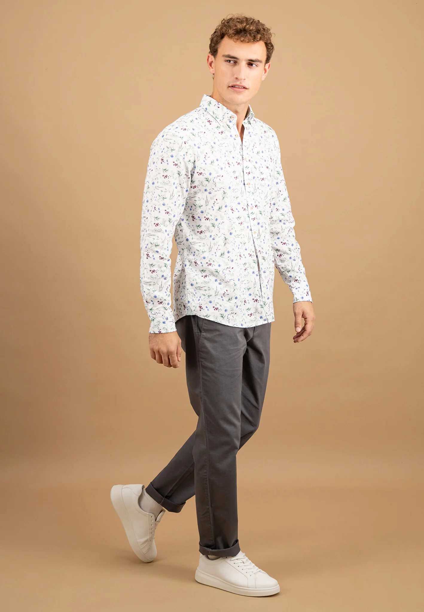 Oxfordhemd aus Baumwolle mit floralem Print und Button-Down-Kragen - Image 4