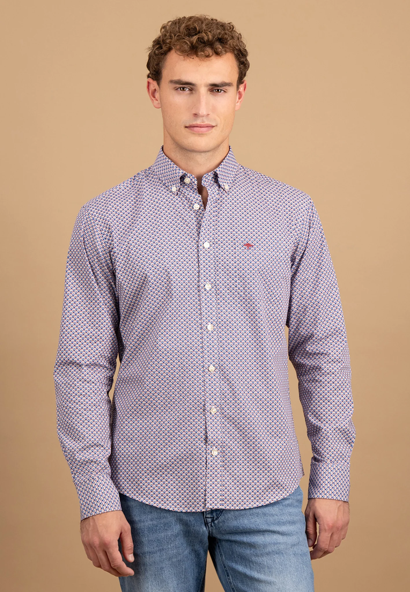 Hemd aus Baumwolle mit grafischem Allover-Print und Button-Down-Kragen