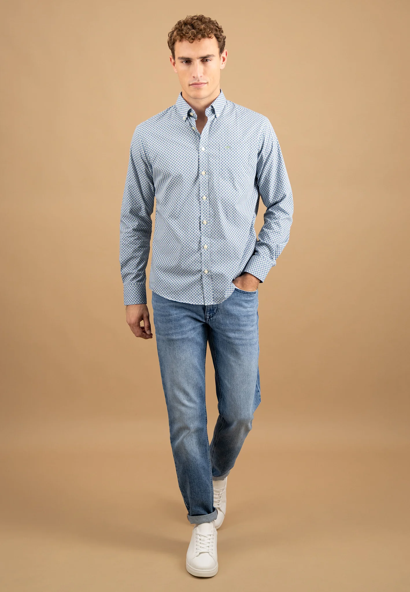 Hemd aus Baumwolle mit grafischem Allover-Print und Button-Down-Kragen - Image 10