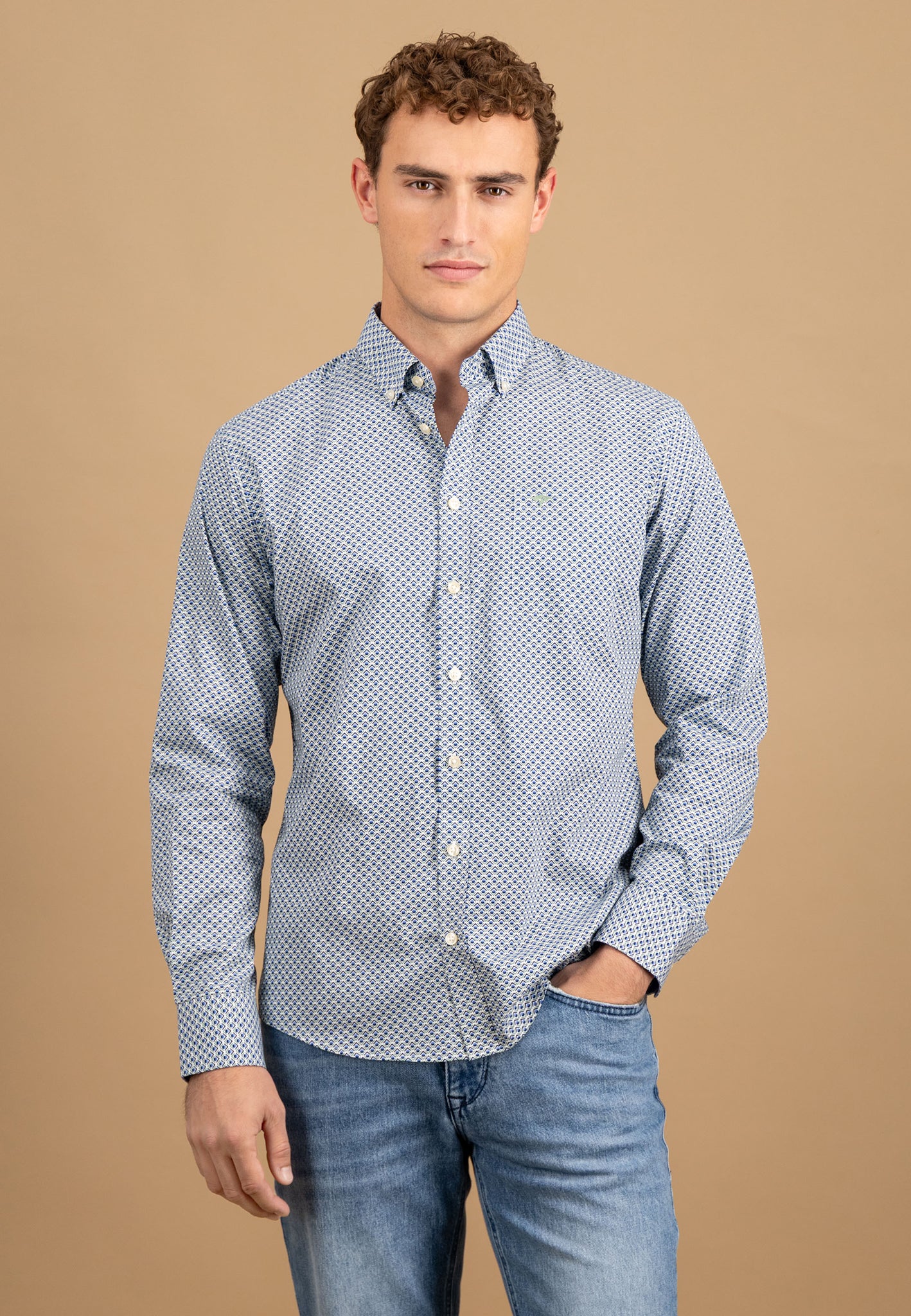Hemd aus Baumwolle mit grafischem Allover-Print und Button-Down-Kragen - Image 7