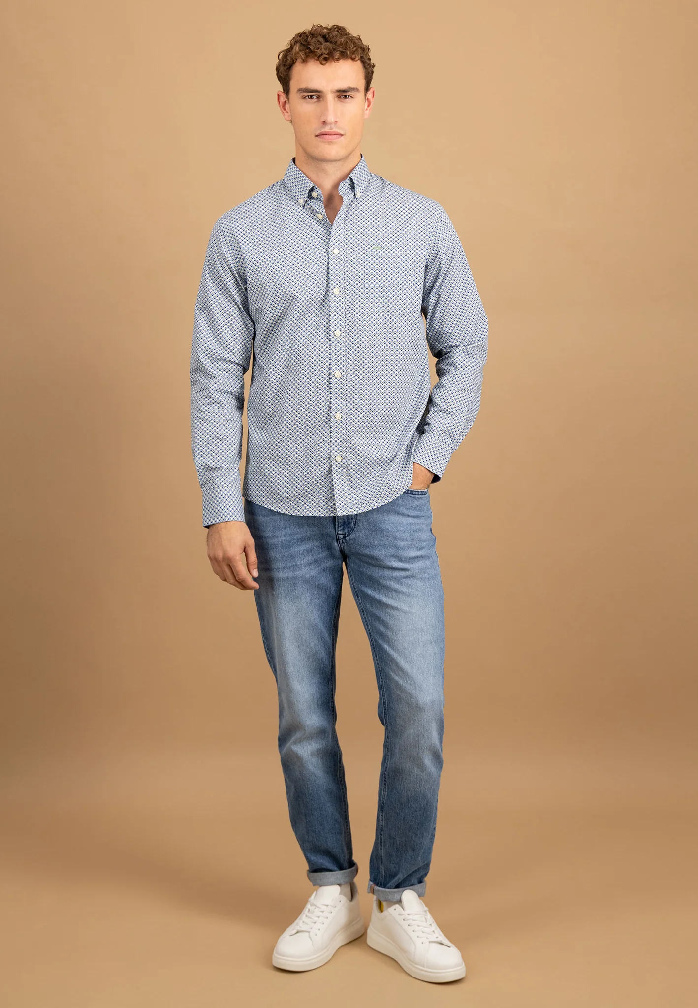 Hemd aus Baumwolle mit grafischem Allover-Print und Button-Down-Kragen - Image 8