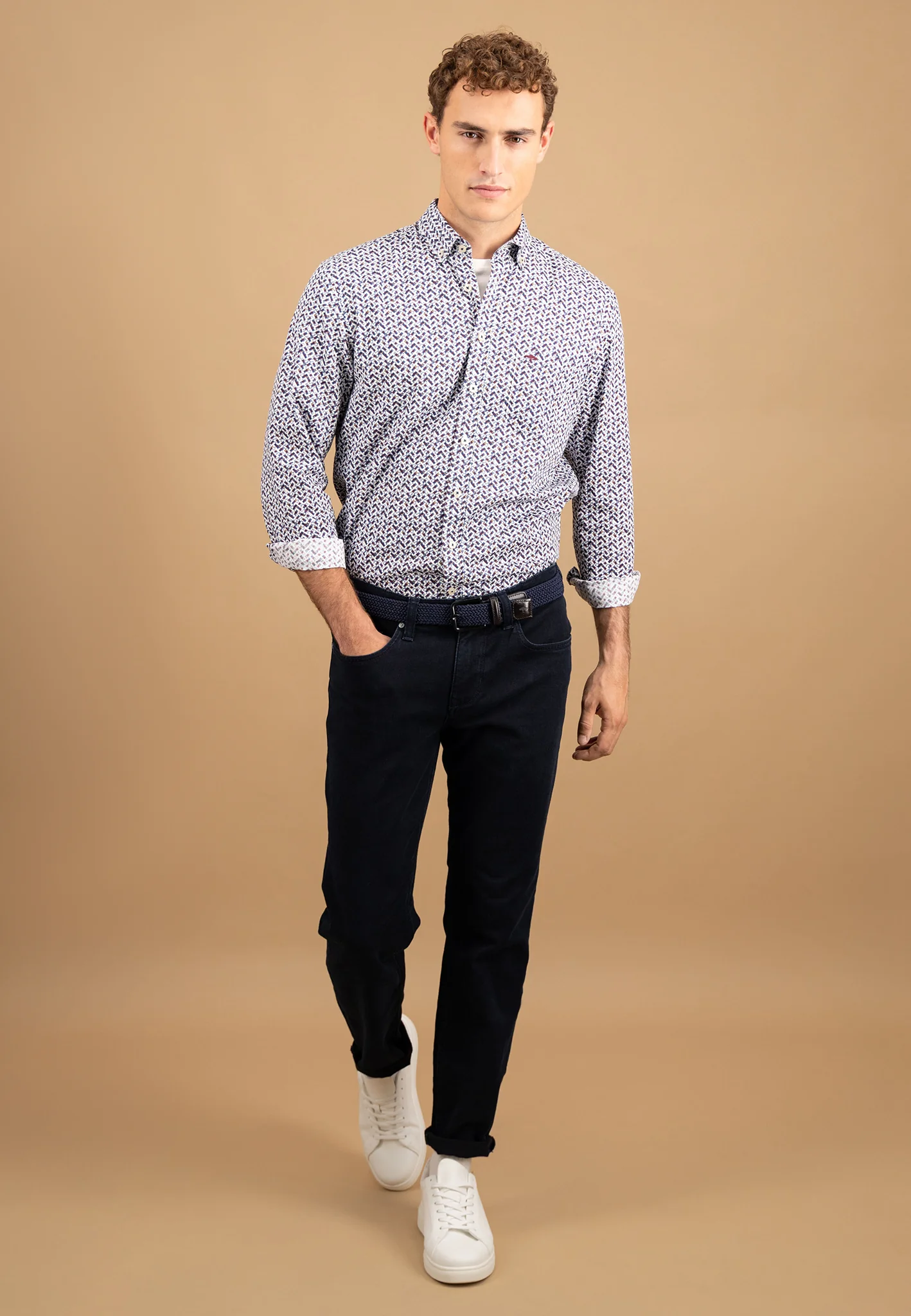 Hemd aus Baumwolle mit grafischem Allover-Print und Button-Down-Kragen - Image 4