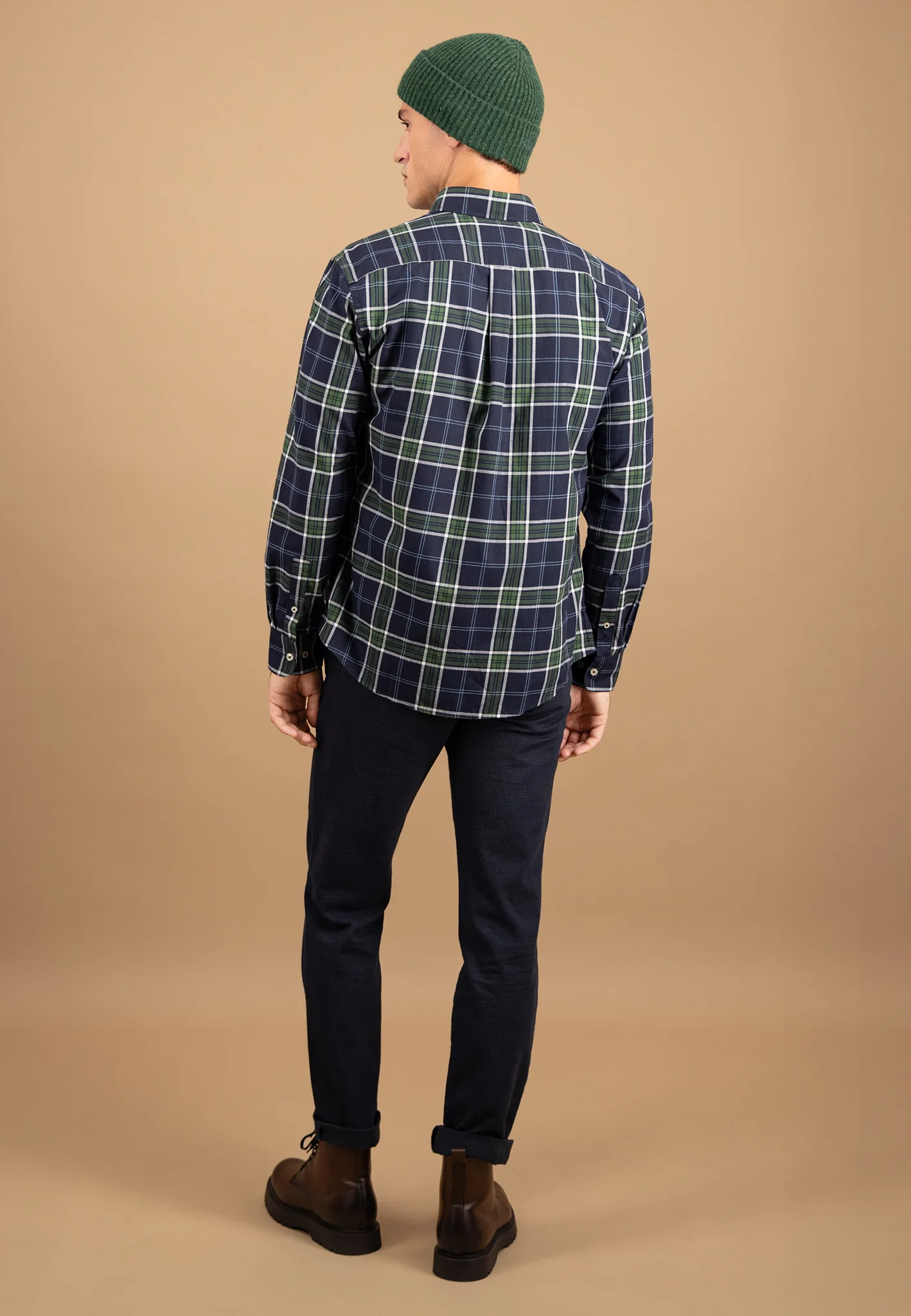 Hemd aus Baumwolle mit Karomuster in Grün-Blau und Button-Down-Kragen - Image 3