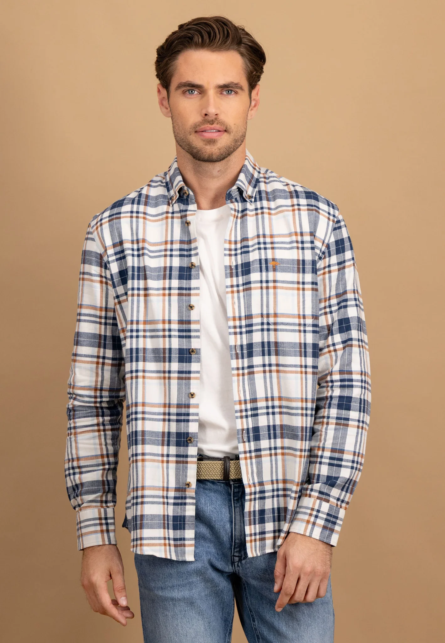Hemd aus Baumwolle mit Karomuster und Button-Down-Kragen