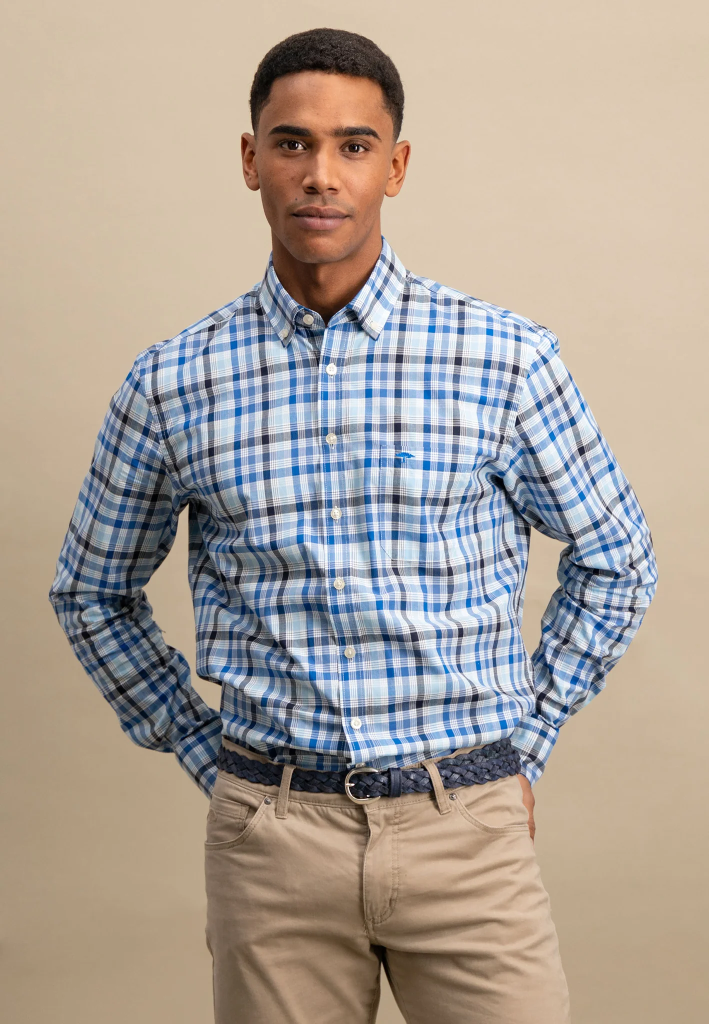 Hemd aus Baumwolle mit Karomuster und Button-Down Kragen - Image 7