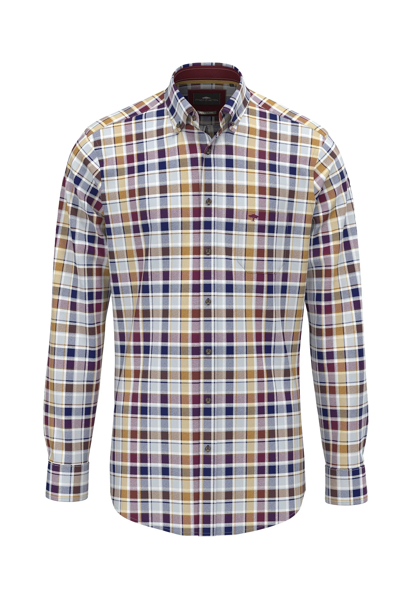 Hemd aus Baumwolle mit mehrfarbigem Karomuster und Button-Down-Kragen