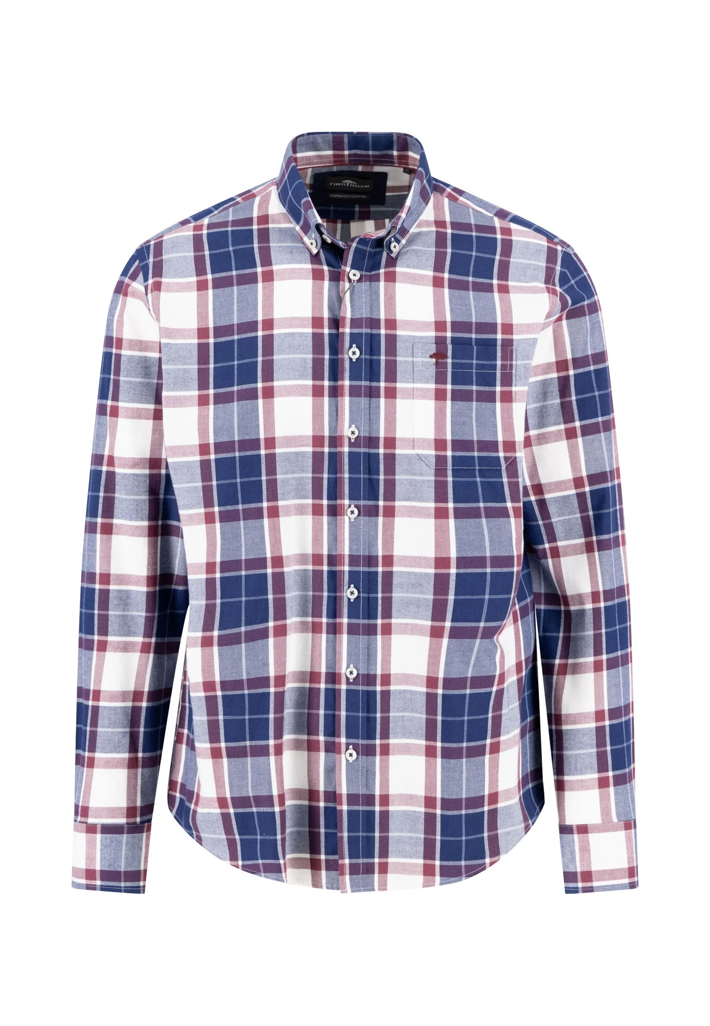 Hemd aus Baumwolle mit mehrfarbigem Karomuster und Button-Down-Kragen