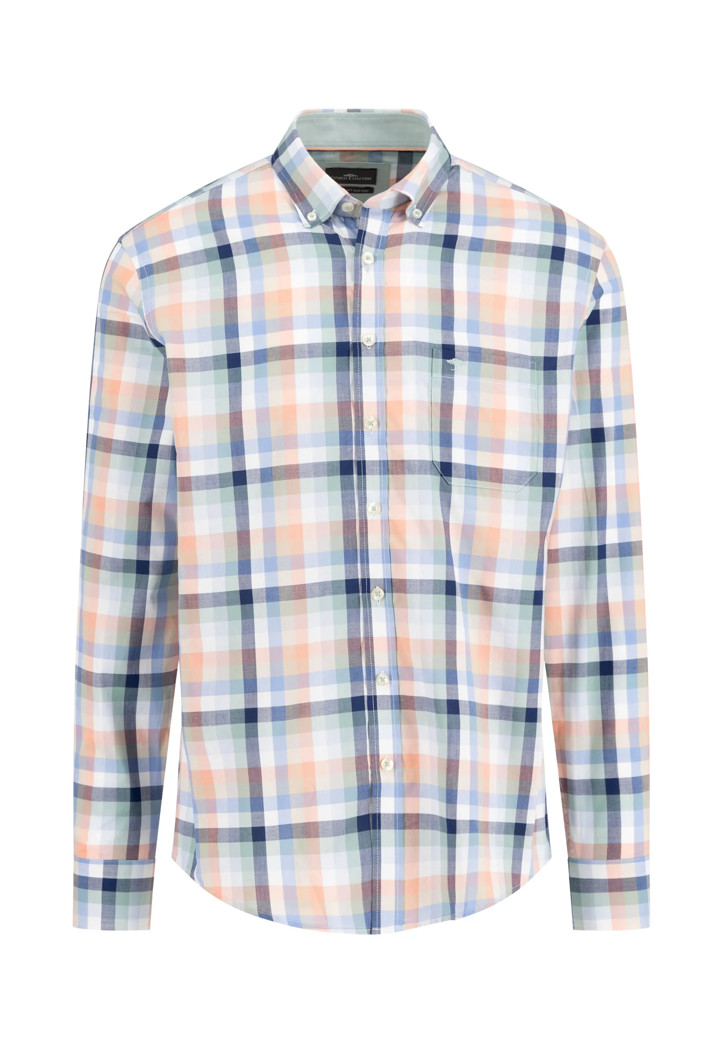 Hemd aus Baumwolle mit mehrfarbigem Karomuster und Button-Down-Kragen