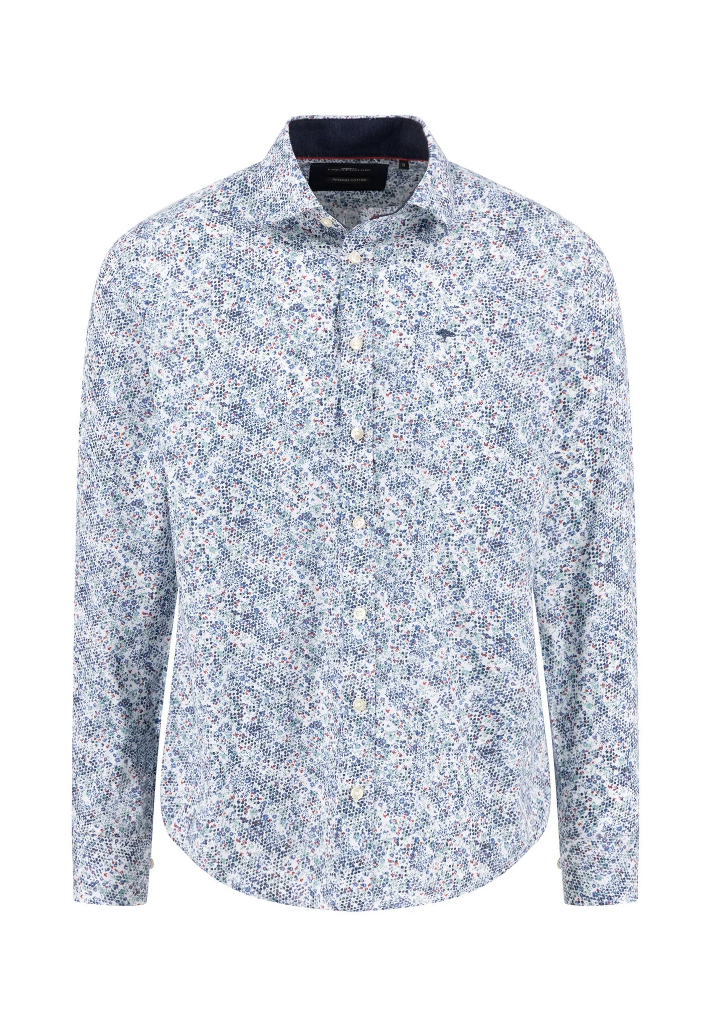 Hemd aus Baumwolle mit Micro-Blumenmuster und Kent-Kragen