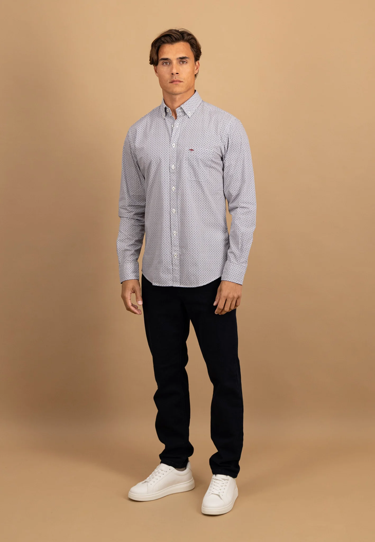 Hemd aus Baumwolle mit Minimalprint und Button-Down-Kragen - Image 2