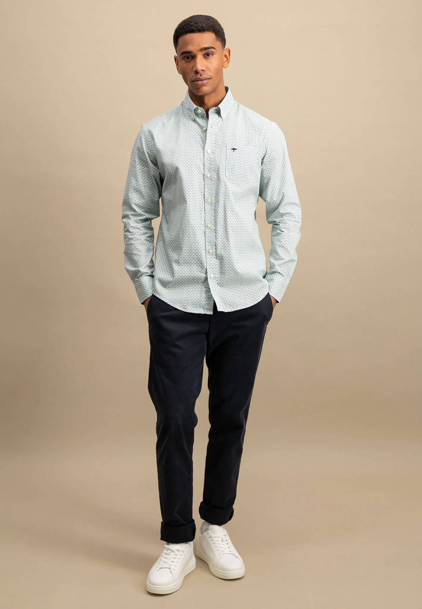 Hemd aus Baumwolle mit Musterung und Button-Down-Kragen - Image 10