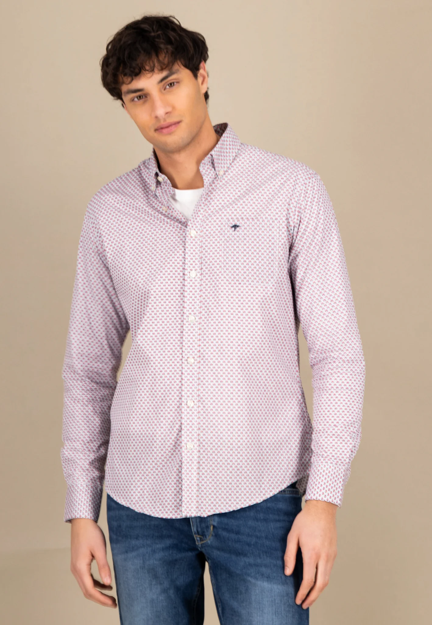 Hemd aus Baumwolle mit Musterung und Button-Down-Kragen - Image 13