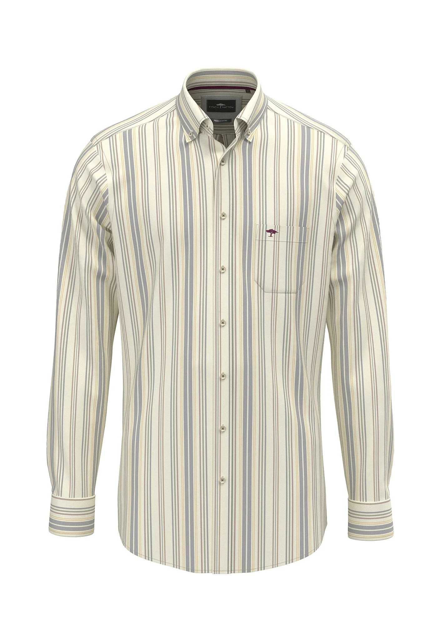 Oxfordhemd aus Baumwolle mit Streifenmuster und Button-Down-Kragen
