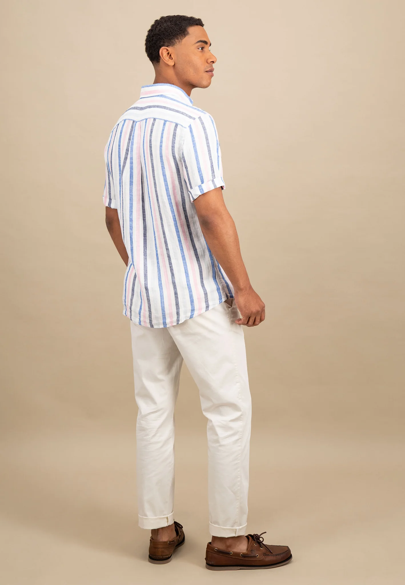 Hemd aus Leinen mit Button-Down-Kragen und Streifenmuster - Image 3