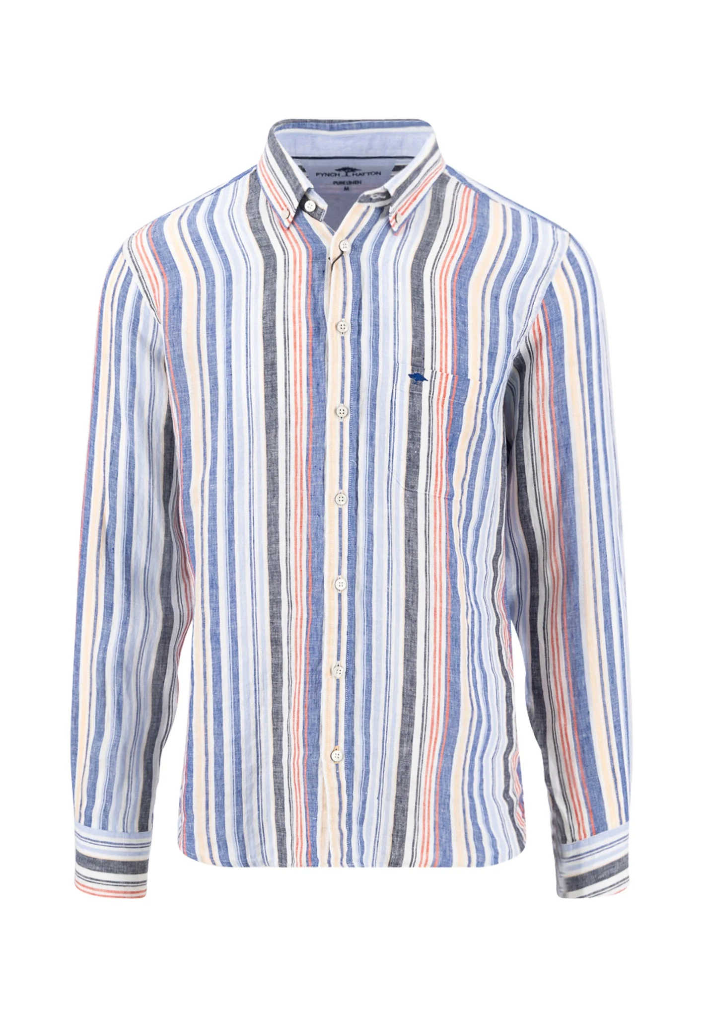 Hemd aus Leinen mit Streifenmuster und Button-Down-Kragen