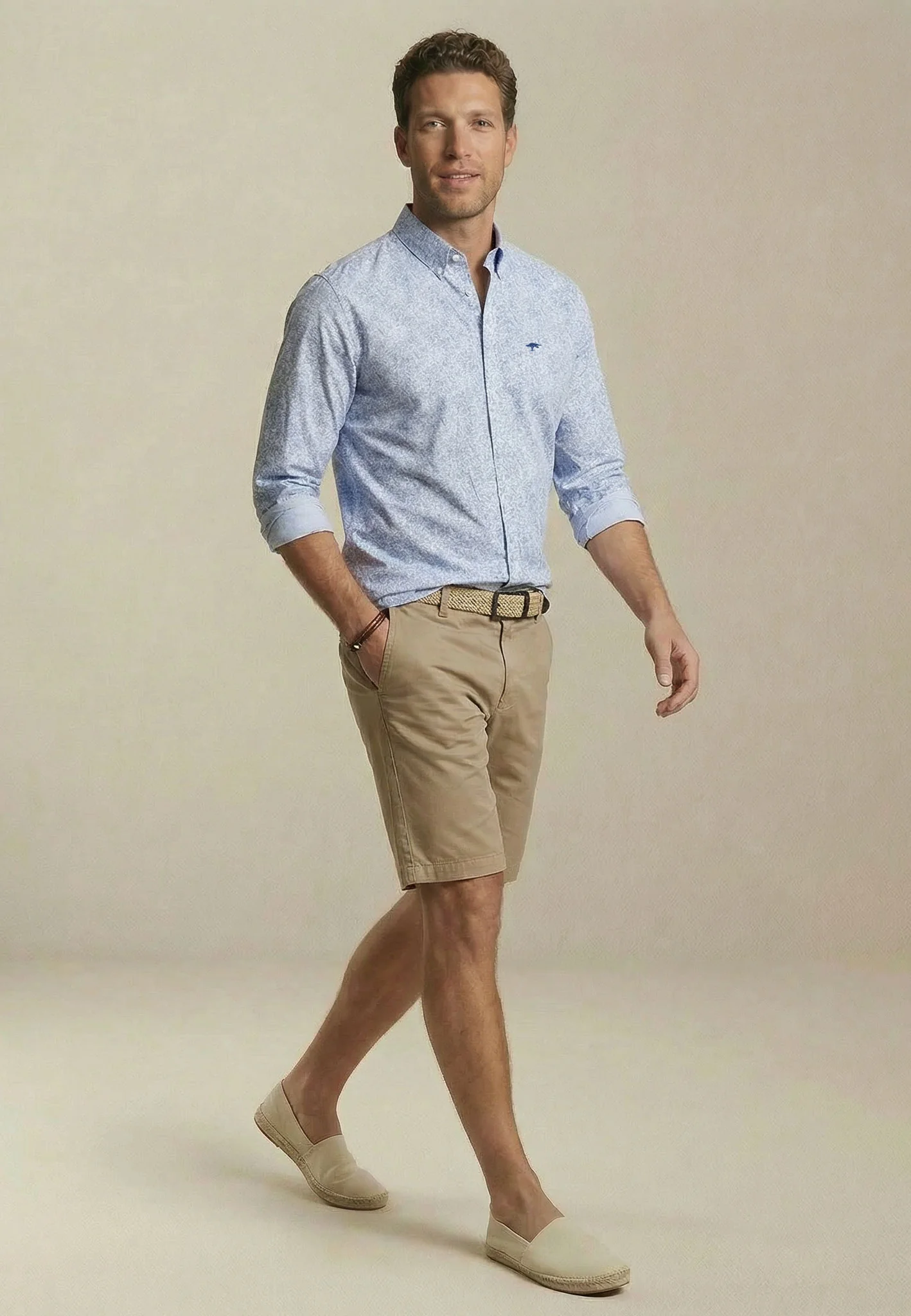 Hemd mit Button-Down-Kragen und Allover-Muster - Image 3