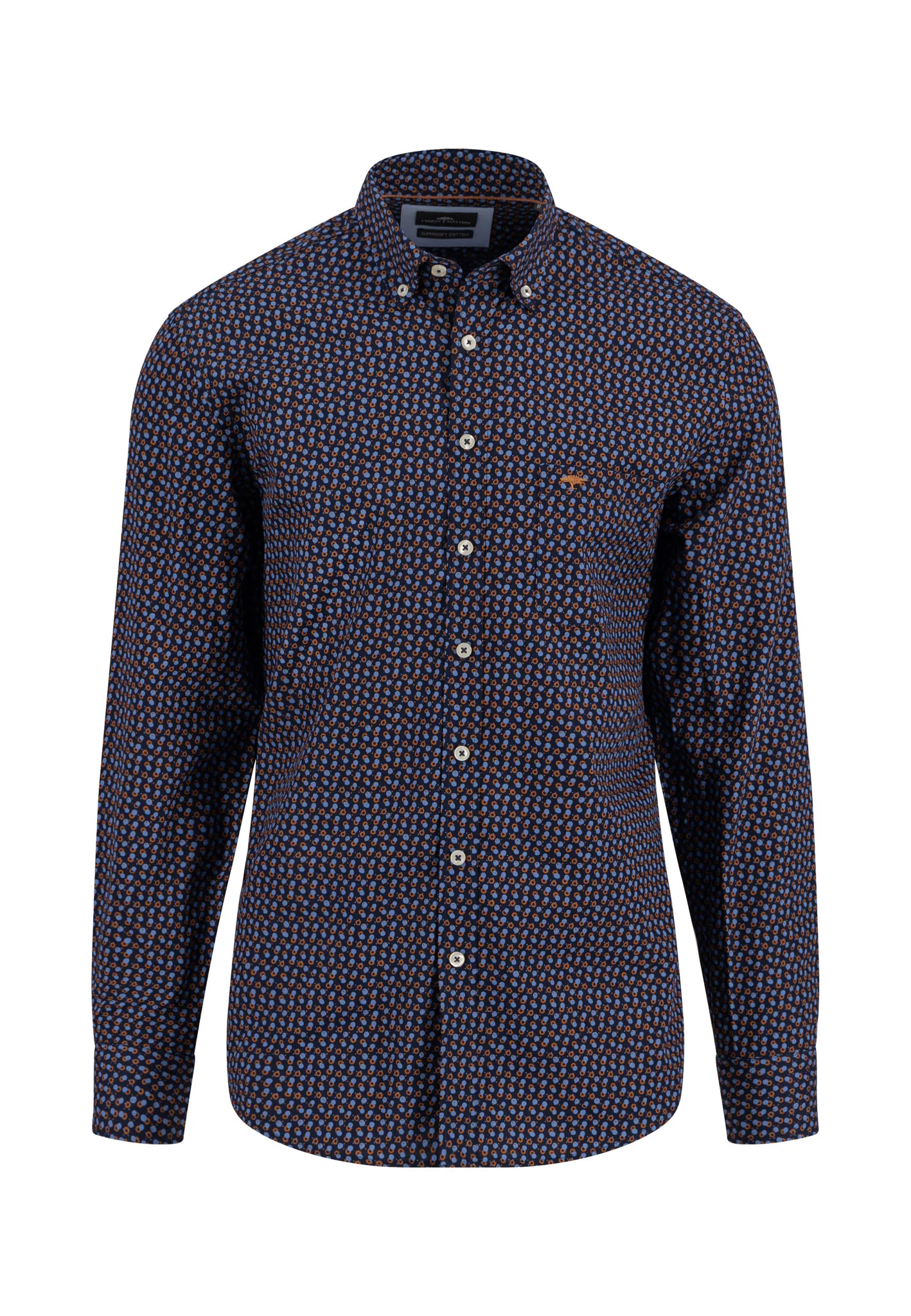 Hemd mit Button-Down-Kragen und Punkt-Print