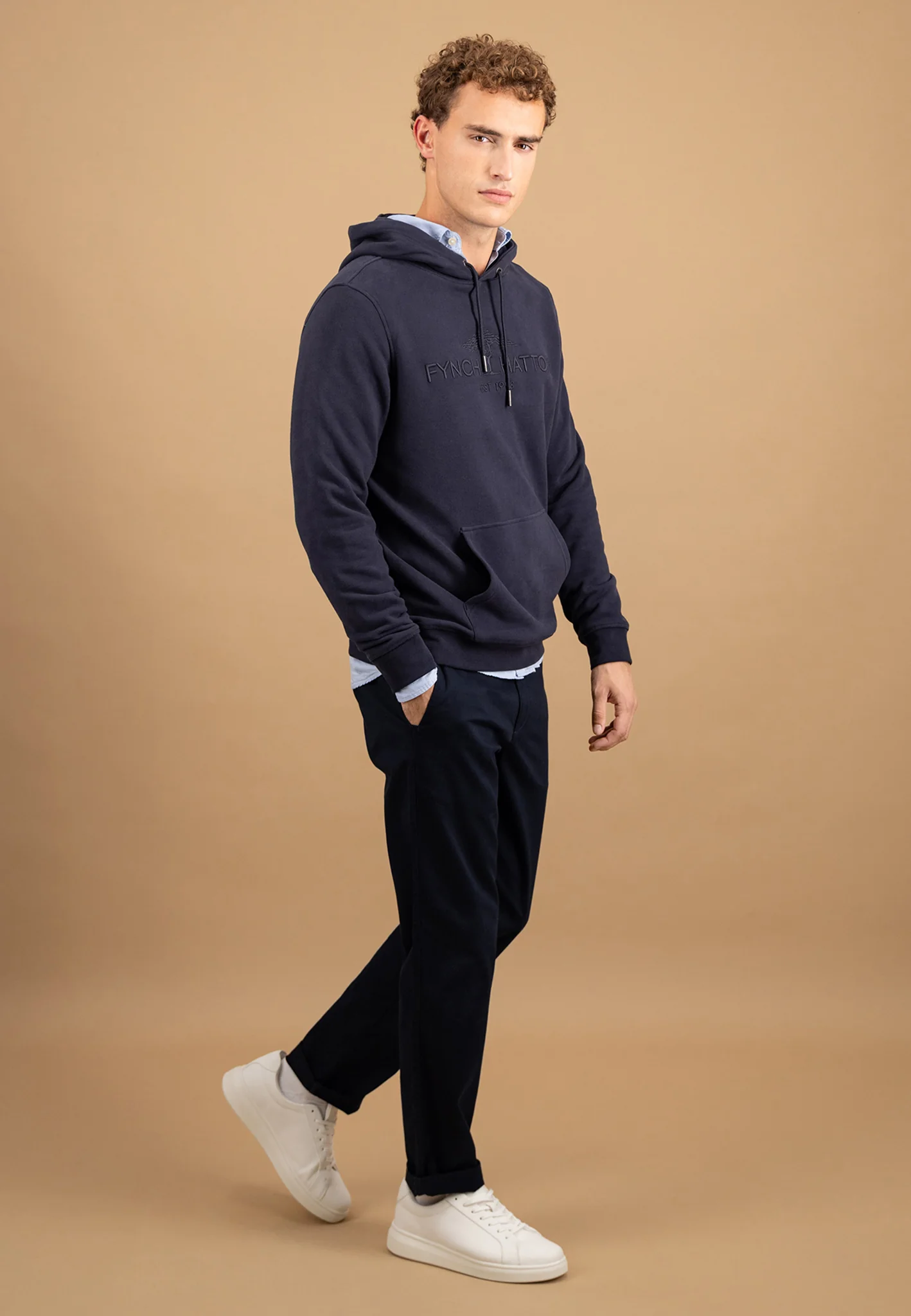 Hoodie aus Baumwolle mit Logo-Stickerei und Kängurutasche - Image 4