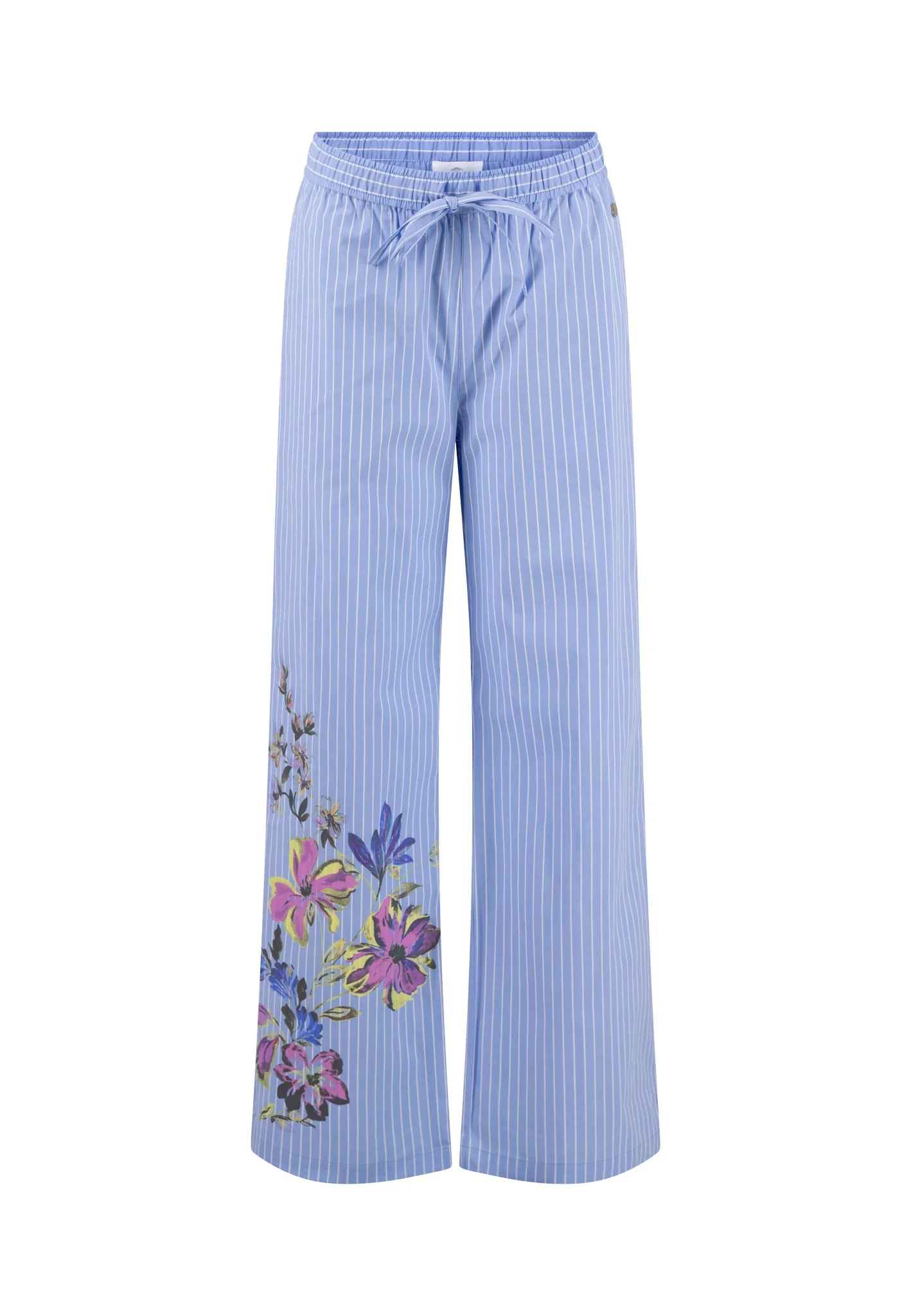 Hose aus Baumwoll-Stretch mit floralem Print – Wide Leg