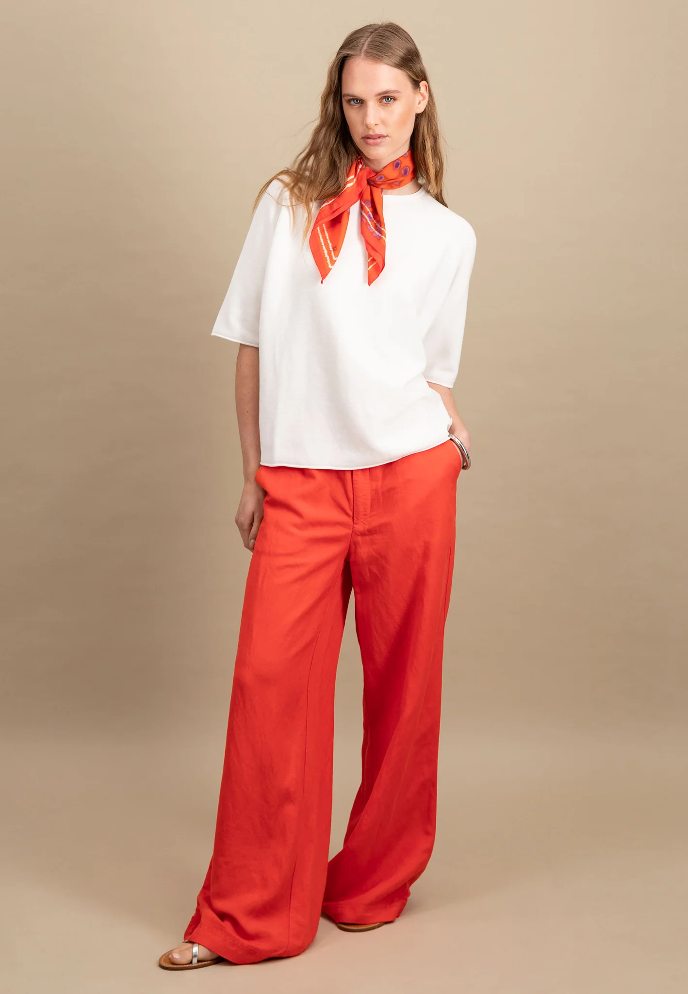 Hose aus Leinen-Viskose-Mix - Wide-Leg