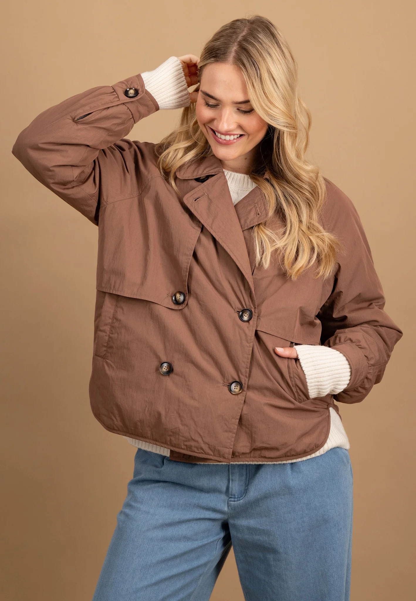 Jacke aus Baumwollmix mit doppelter Knopfleiste und Oversized-Form - Image 8