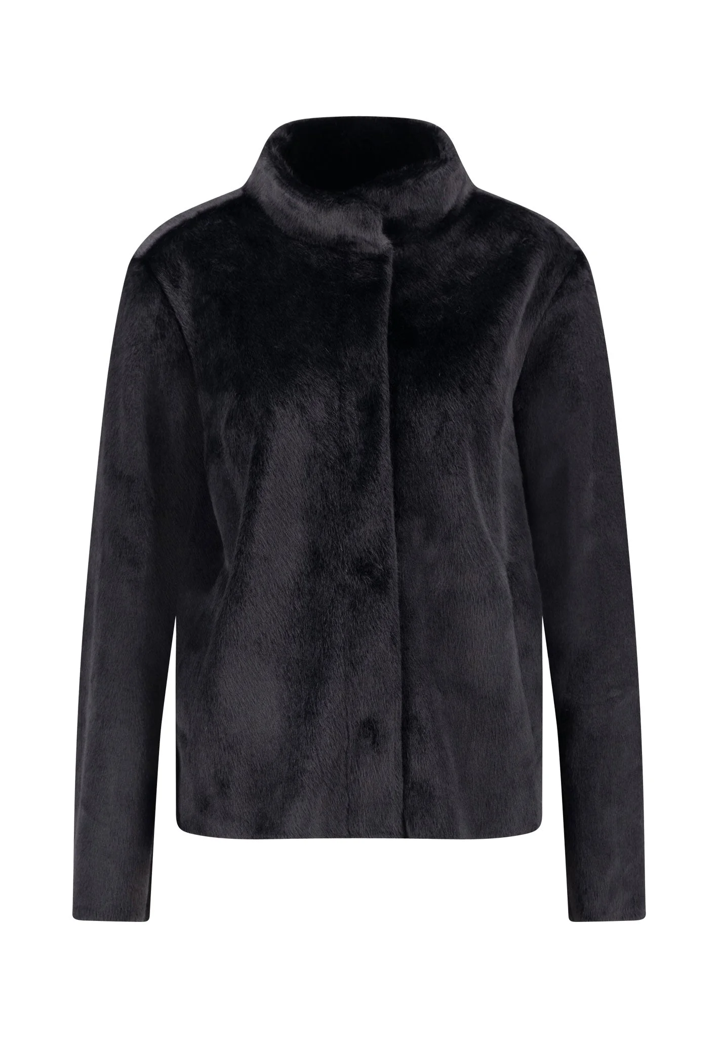 Jacke aus Fake Fur mit Stehkragen und verdeckter Knopfleiste - Image 24