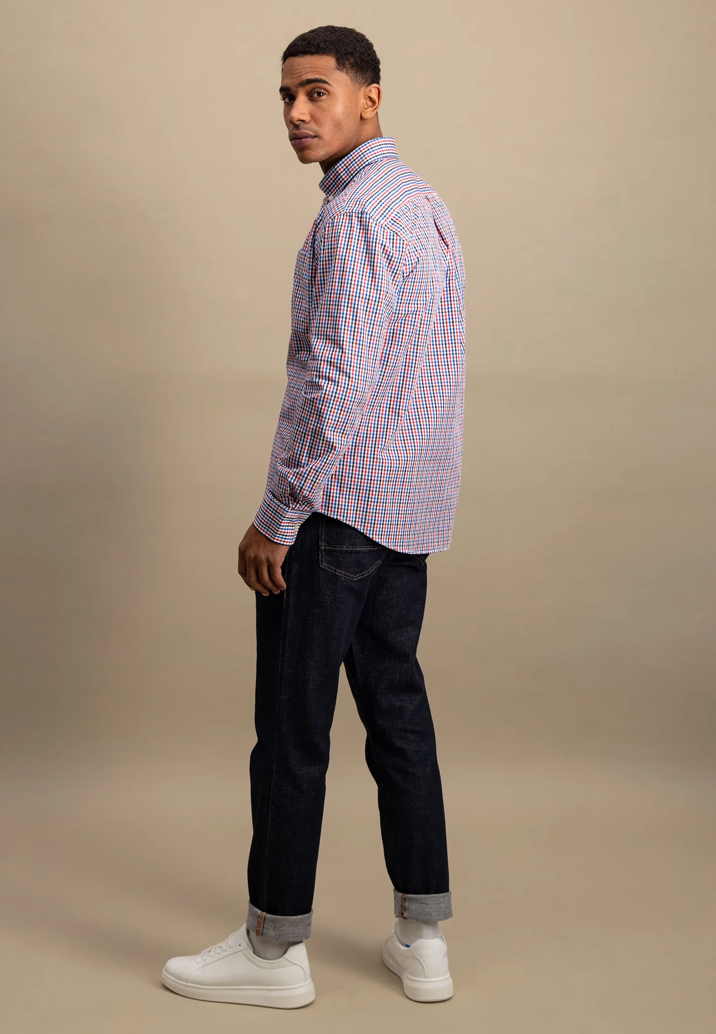 Kariertes Hemd aus Baumwolle mit Button-Down-Kragen - Image 3