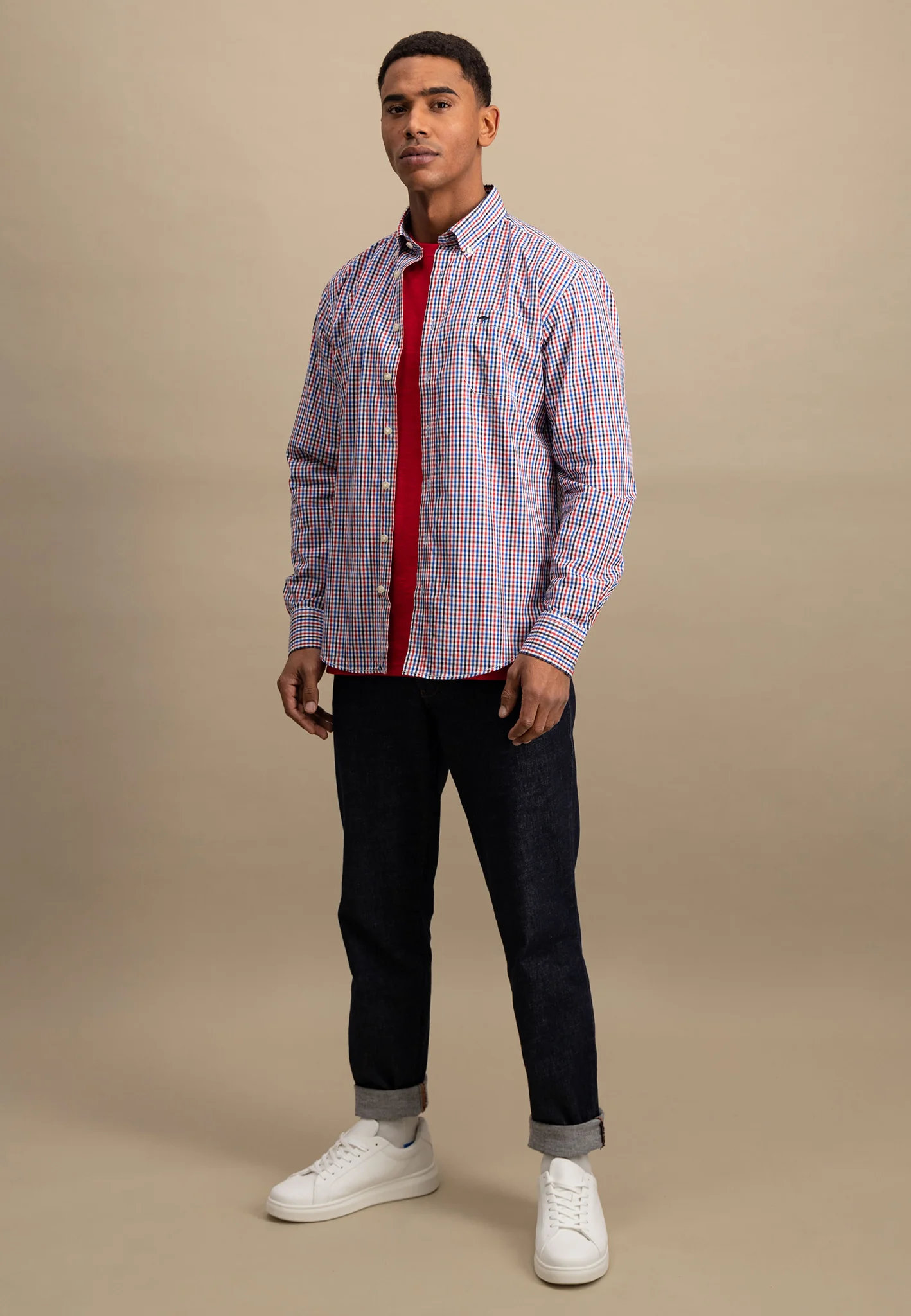 Kariertes Hemd aus Baumwolle mit Button-Down-Kragen - Image 4