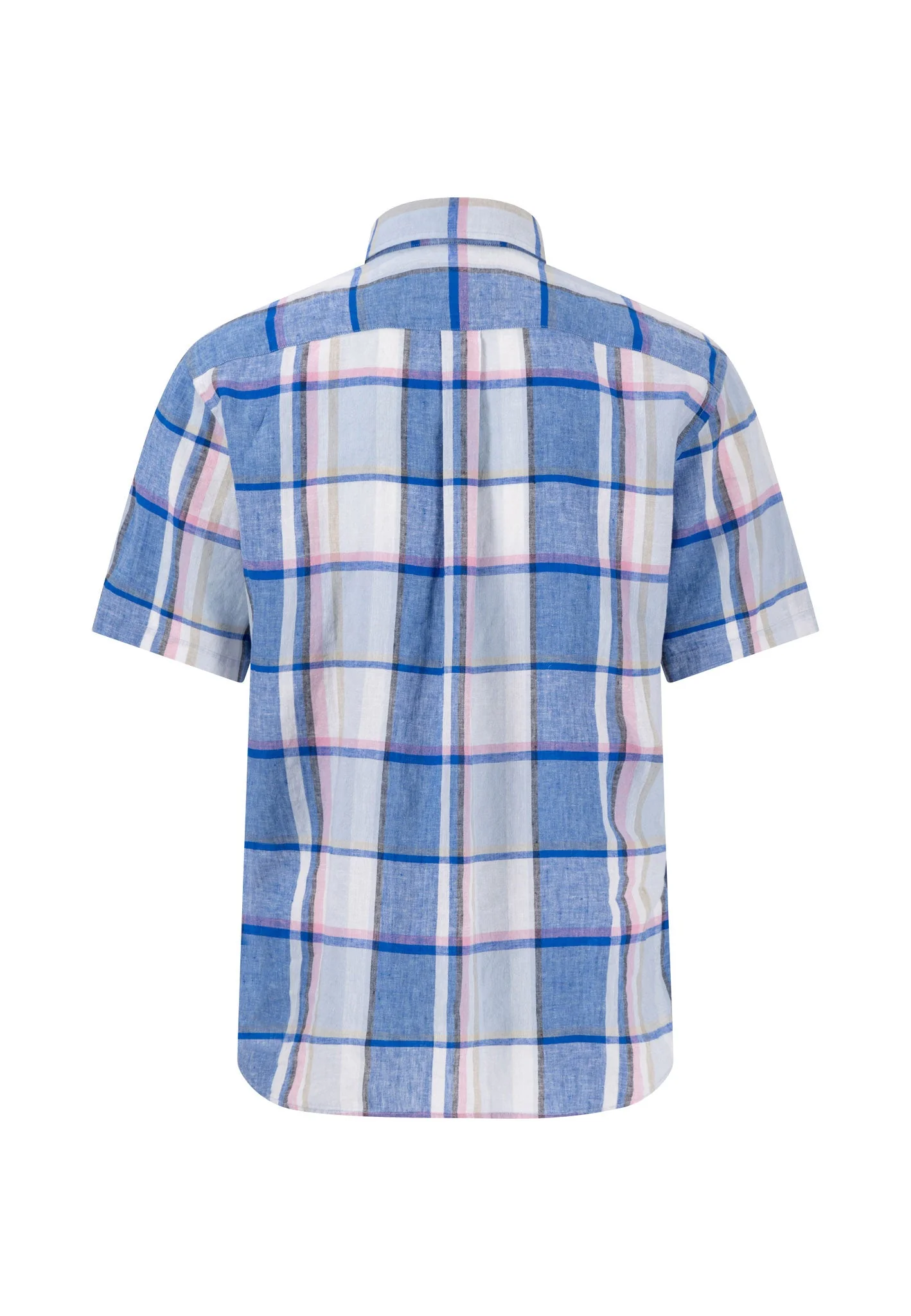 Kariertes kurzarm Hemd aus Leinen mit Button-Down-Kragen - Image 2