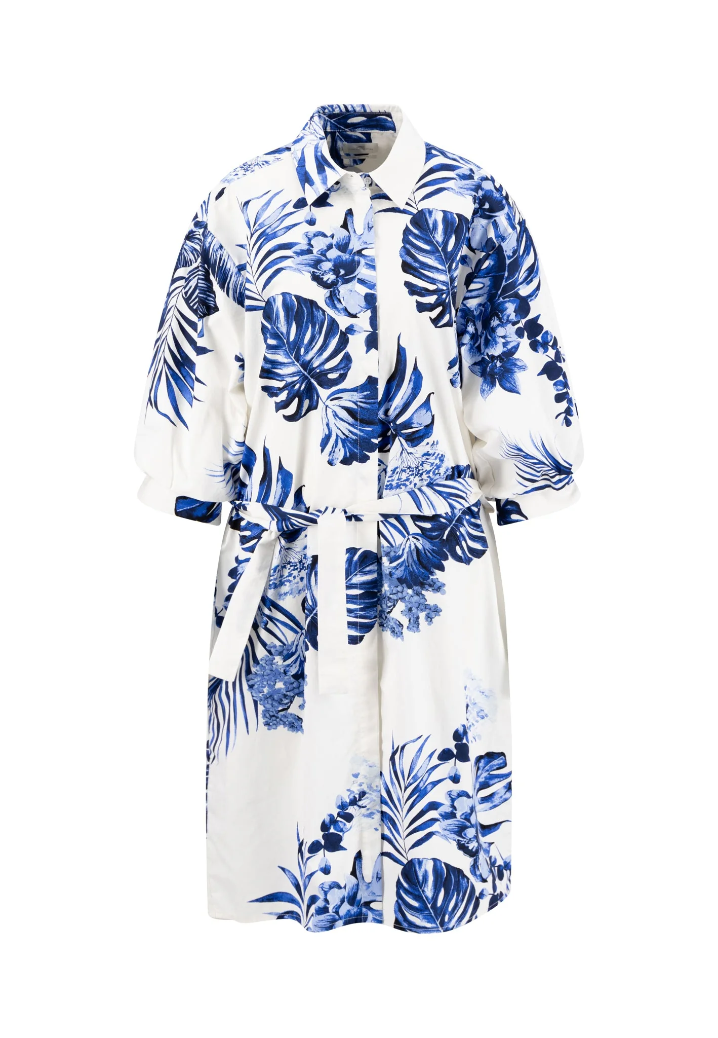 Kleid aus Baumwolle mit floralem Allover-Print und Bindegürtel - Image 4