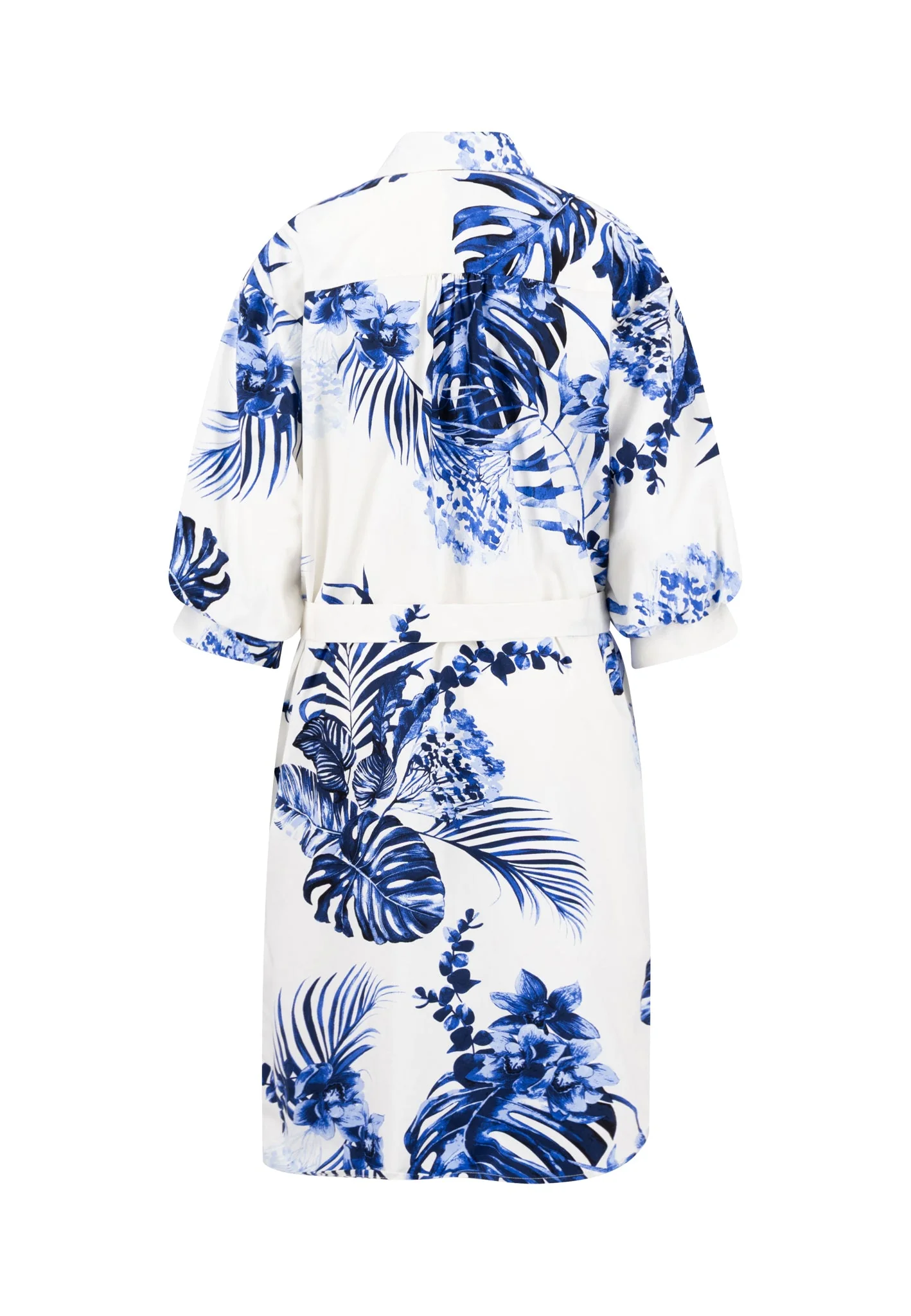 Kleid aus Baumwolle mit floralem Allover-Print und Bindegürtel - Image 5