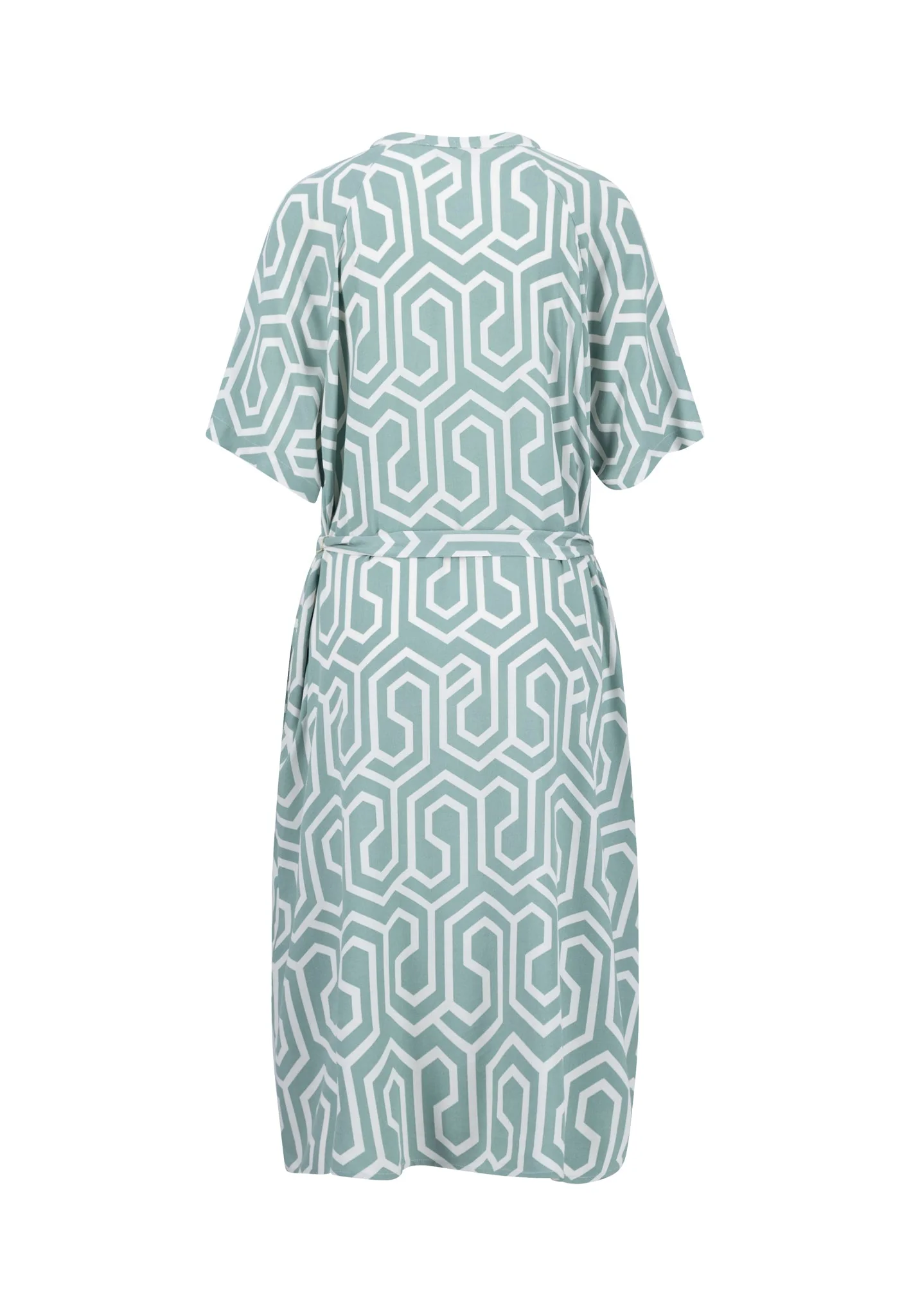 Kleid aus Viskose mit grafischem Print und Bindegürtel - Image 5
